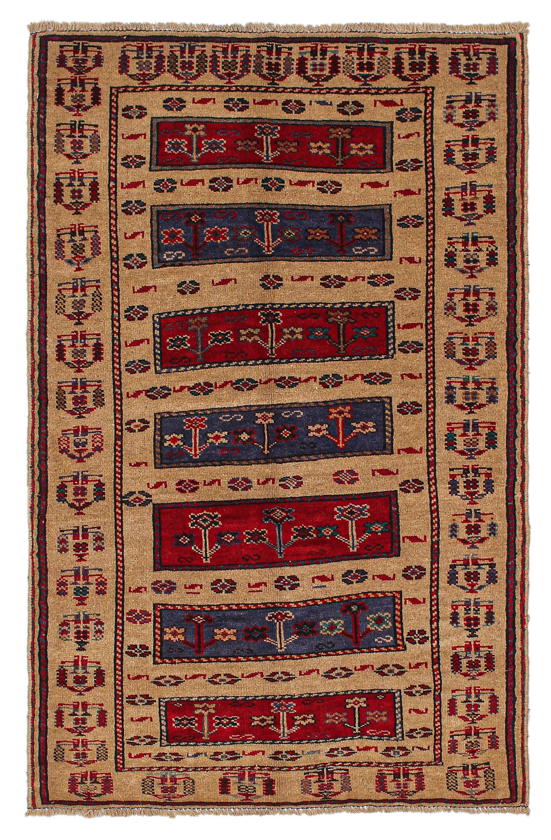 3' X 5'  Natural Handmade Adraskan Baluchi Afghan Rug Rectangular