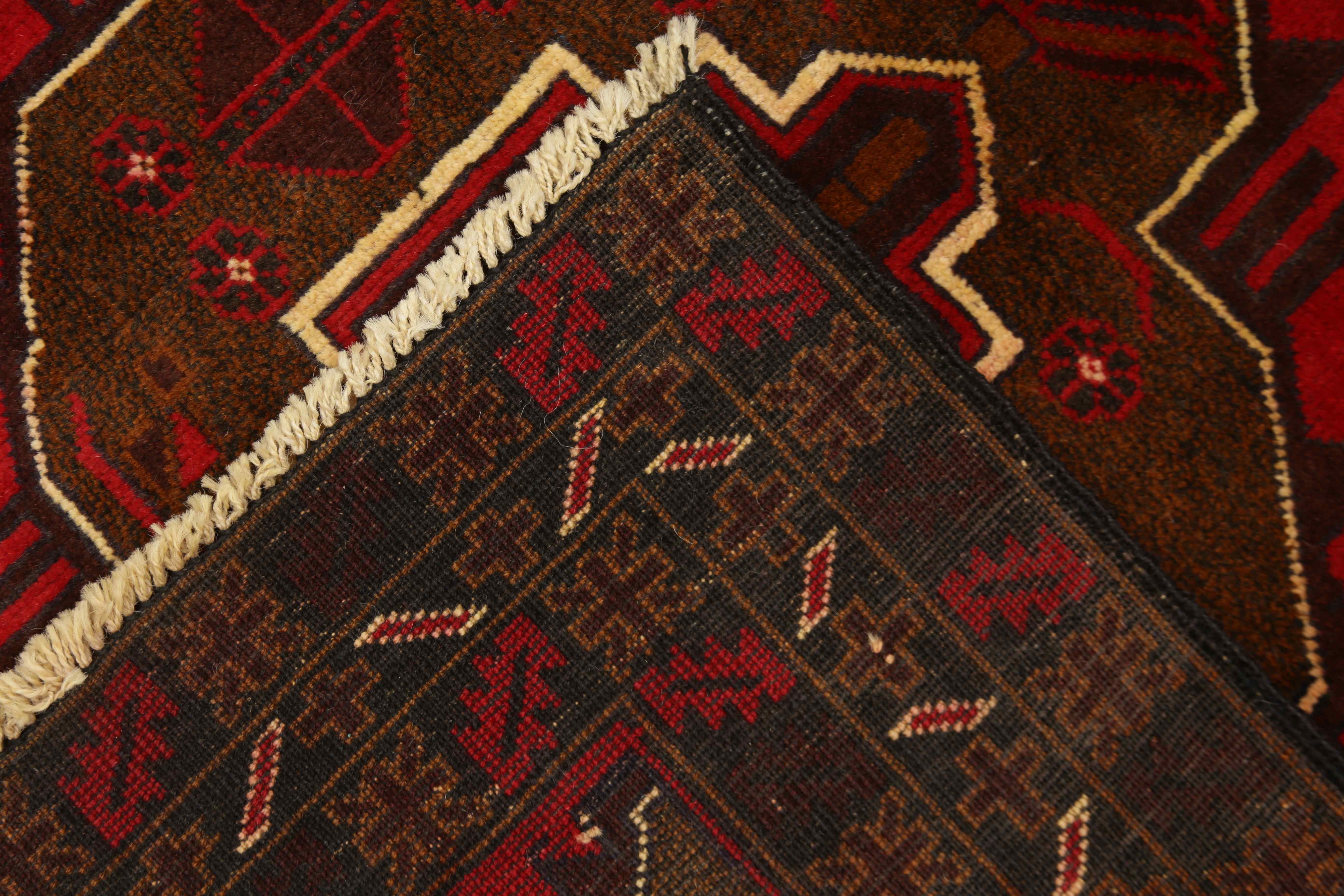 3' X 5'  Red Handmade Adraskan Baluchi Afghan Rug Rectangular