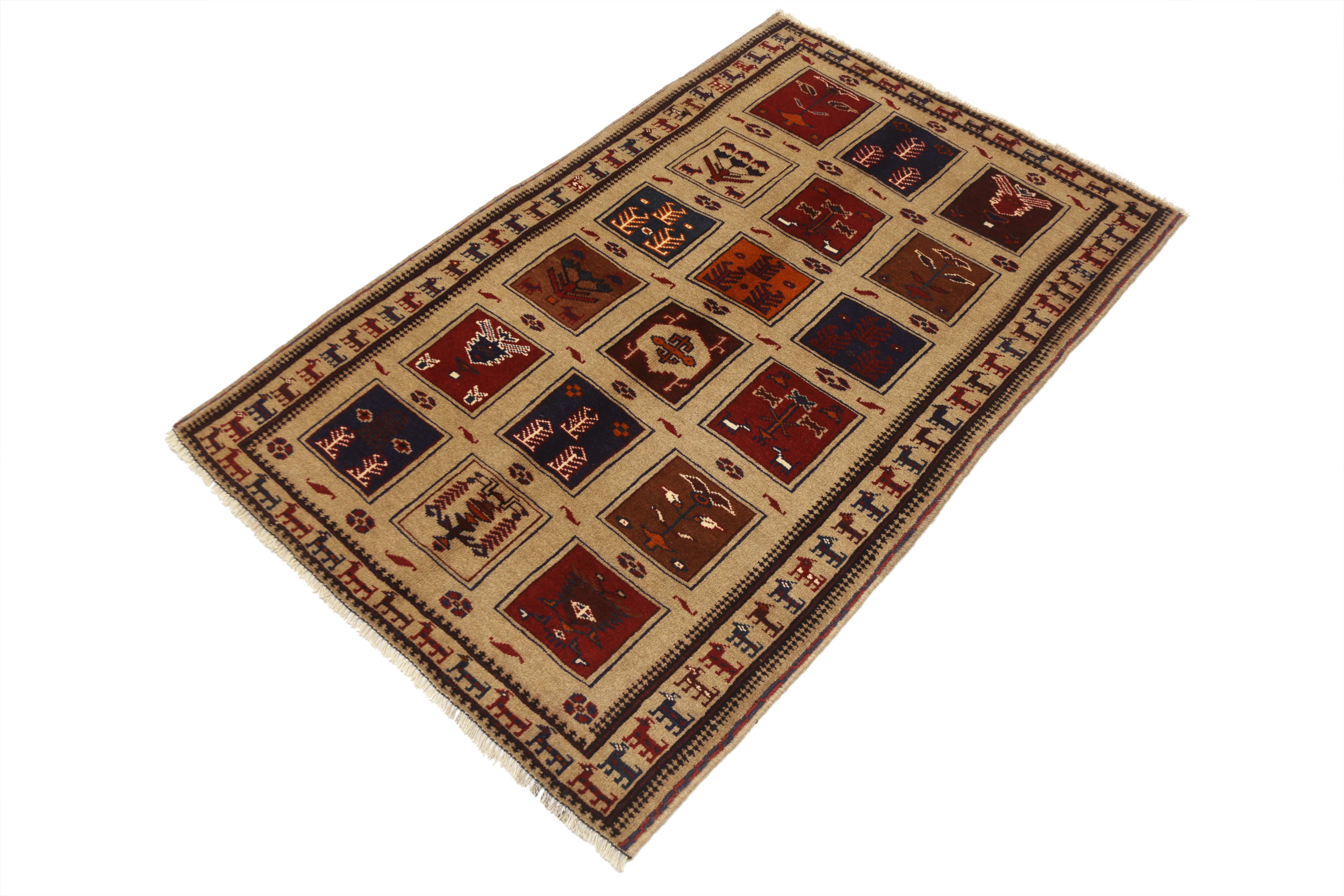 3' x 5'  Natural Handmade Adraskan Baluchi Afghan Rug Rectangular