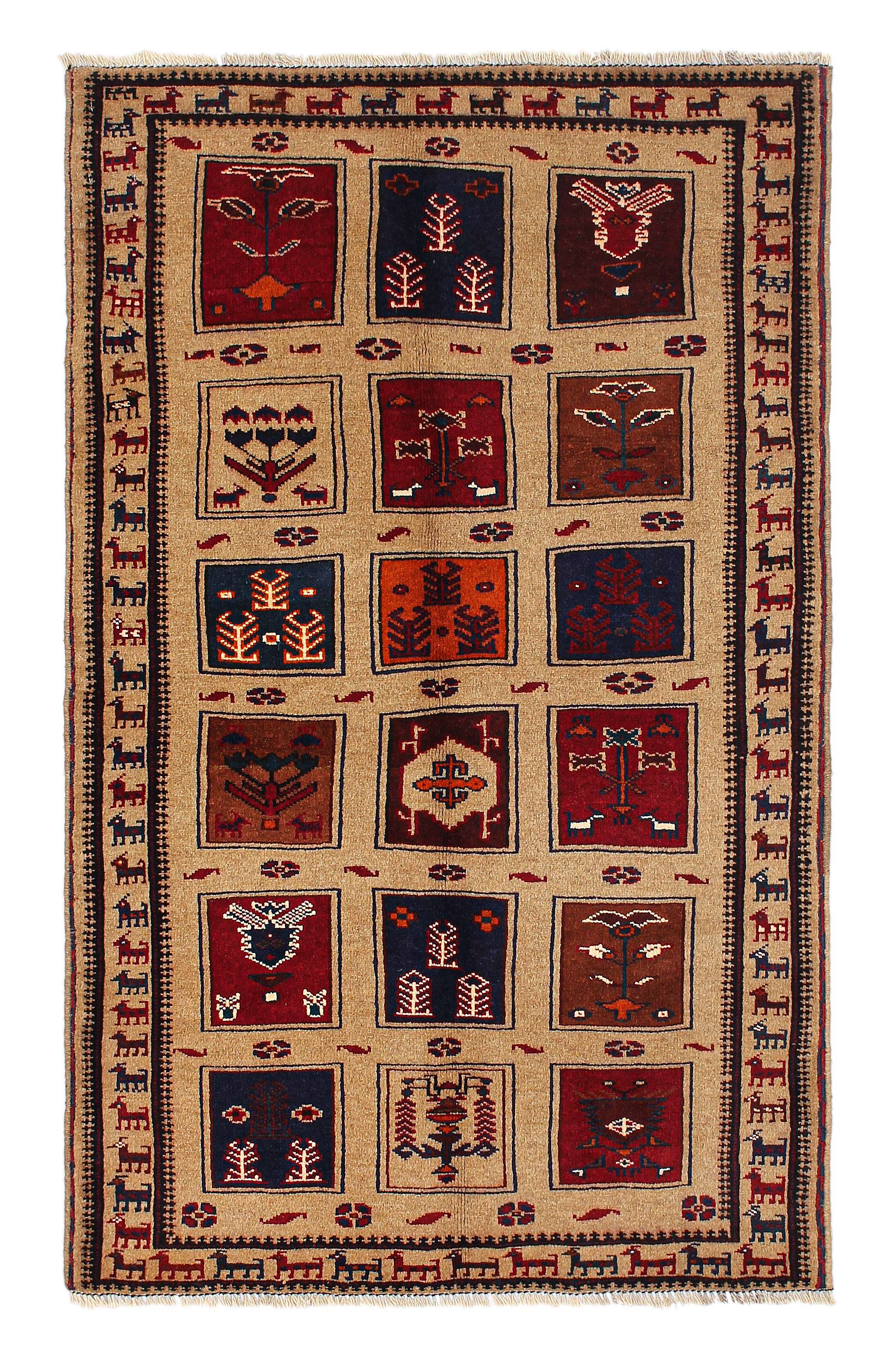 3' x 5'  Natural Handmade Adraskan Baluchi Afghan Rug Rectangular
