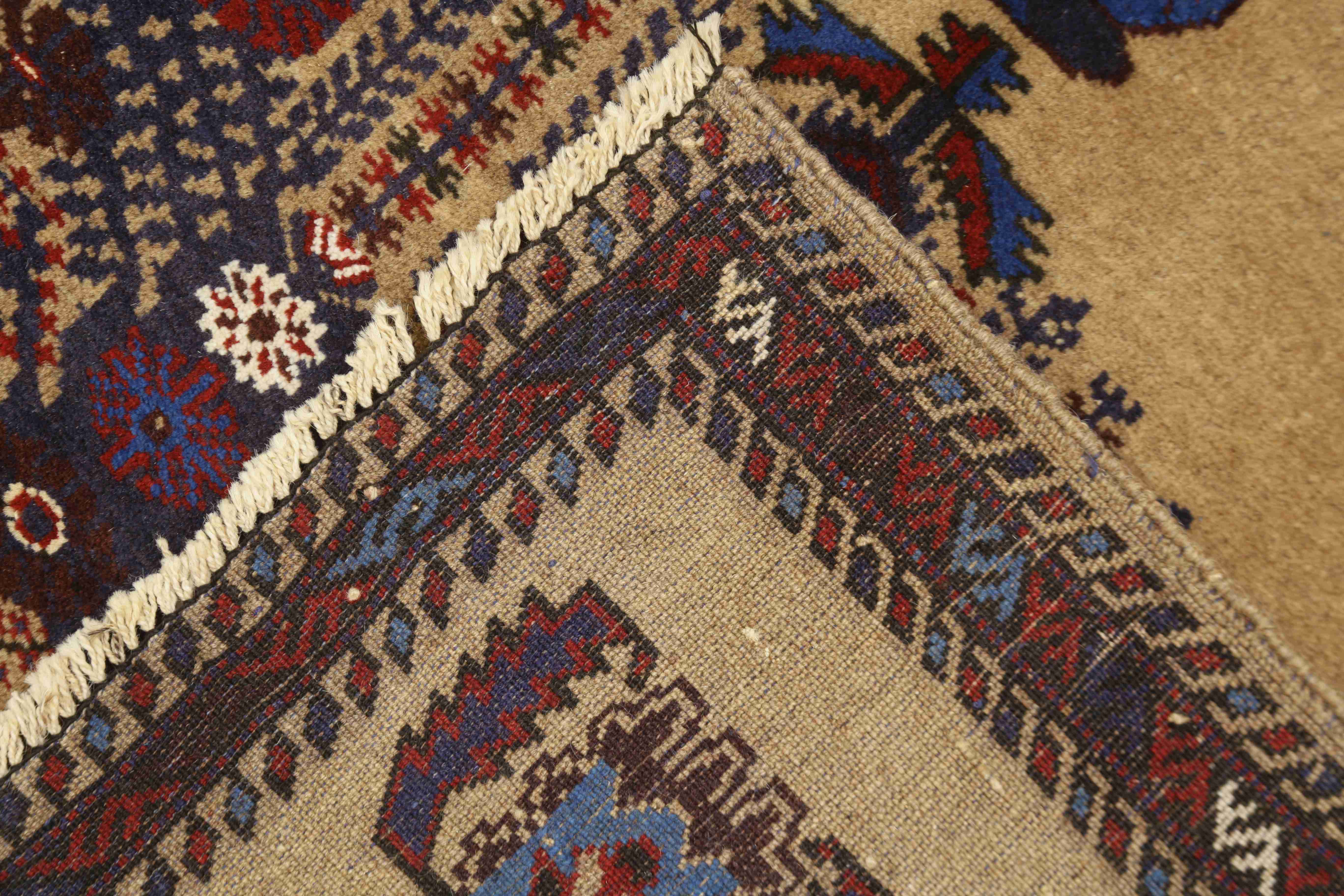 3' X 4'  Natural Handmade Adraskan Baluchi Afghan Rug Rectangular
