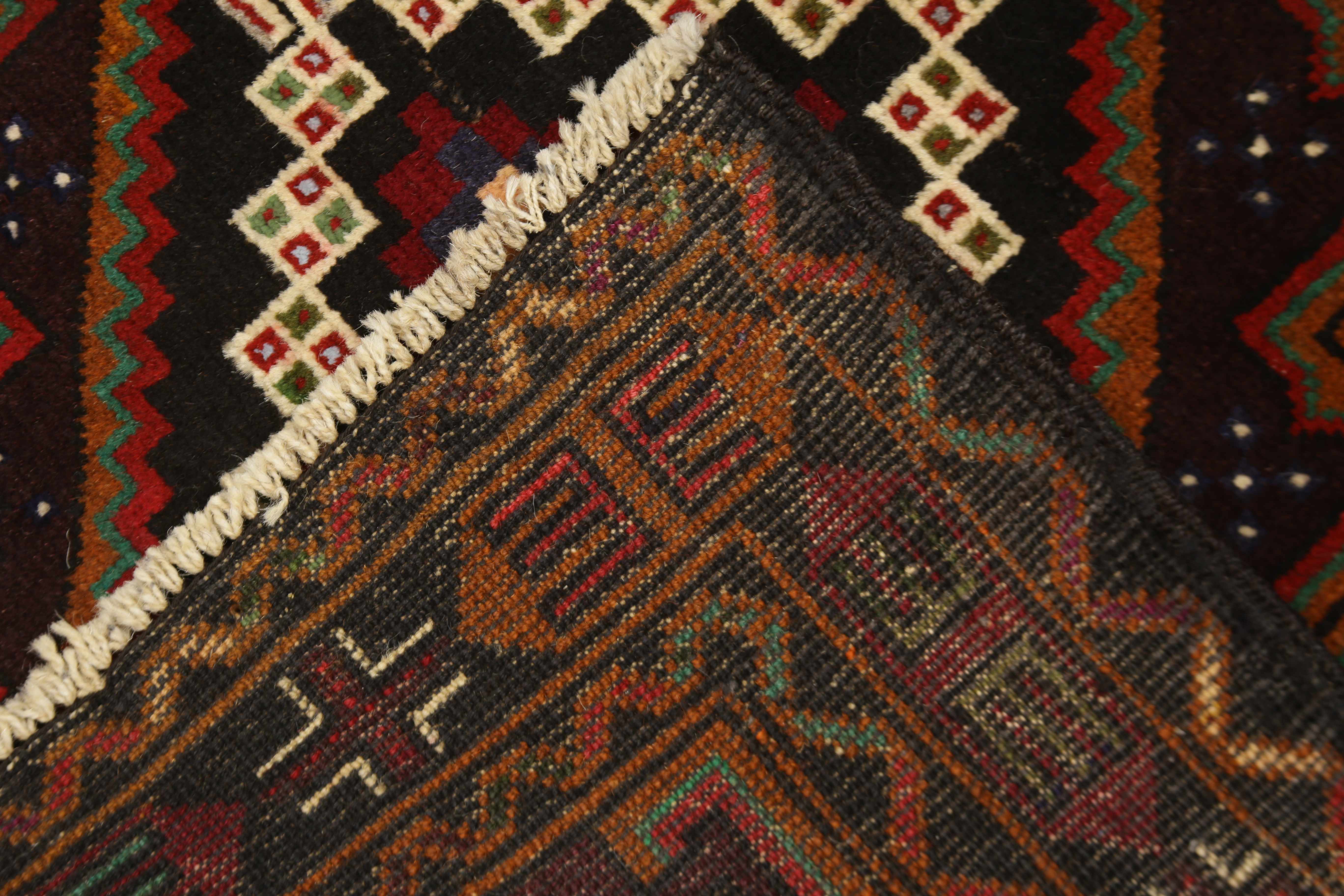3' x 5'  Black Handmade Adraskan Baluchi Afghan Rug Rectangular