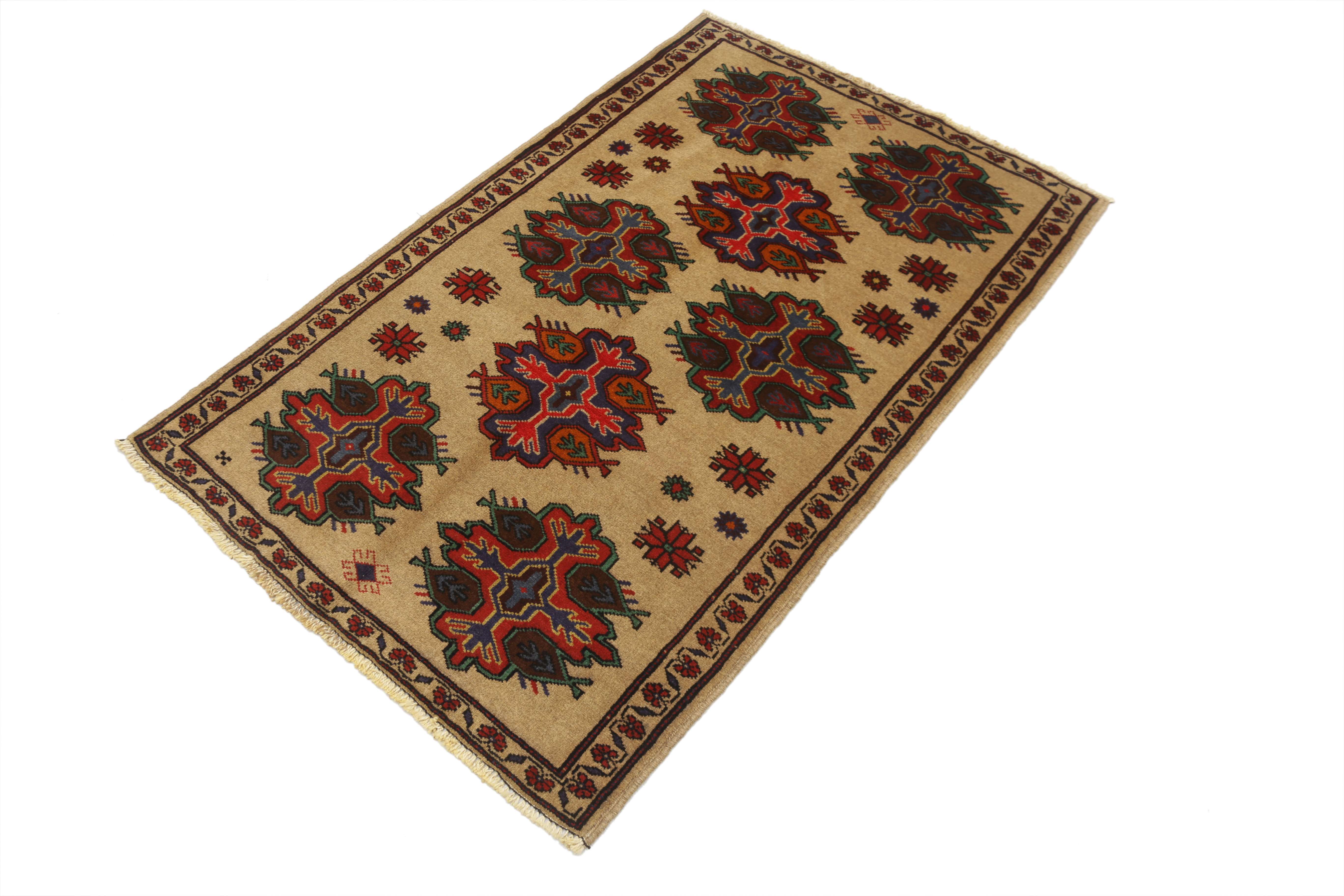 3' x 5'  Natural Handmade Adraskan Baluchi Afghan Rug Rectangular
