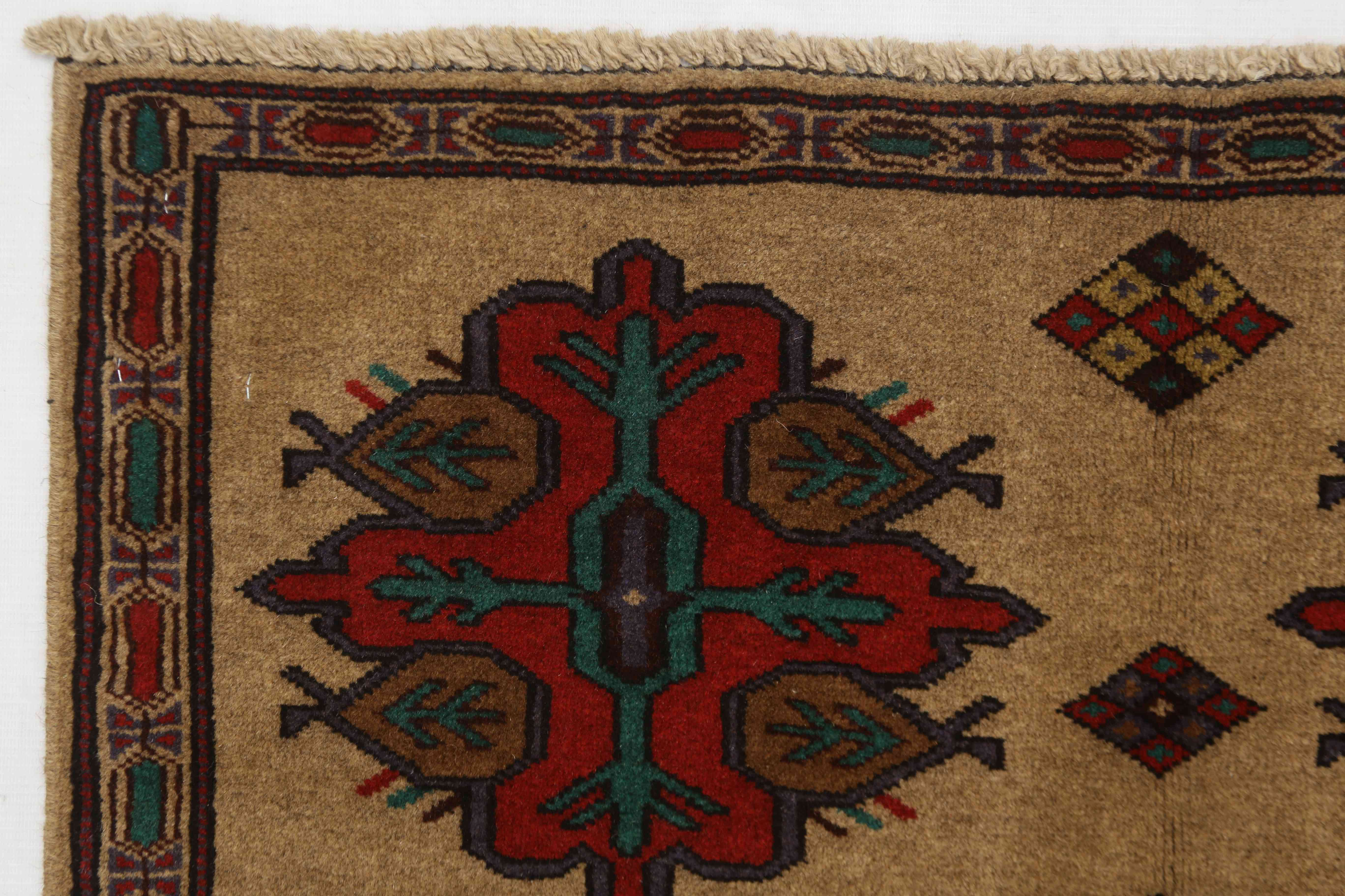 3' X 4'  Natural Handmade Adraskan Baluchi Afghan Rug Rectangular