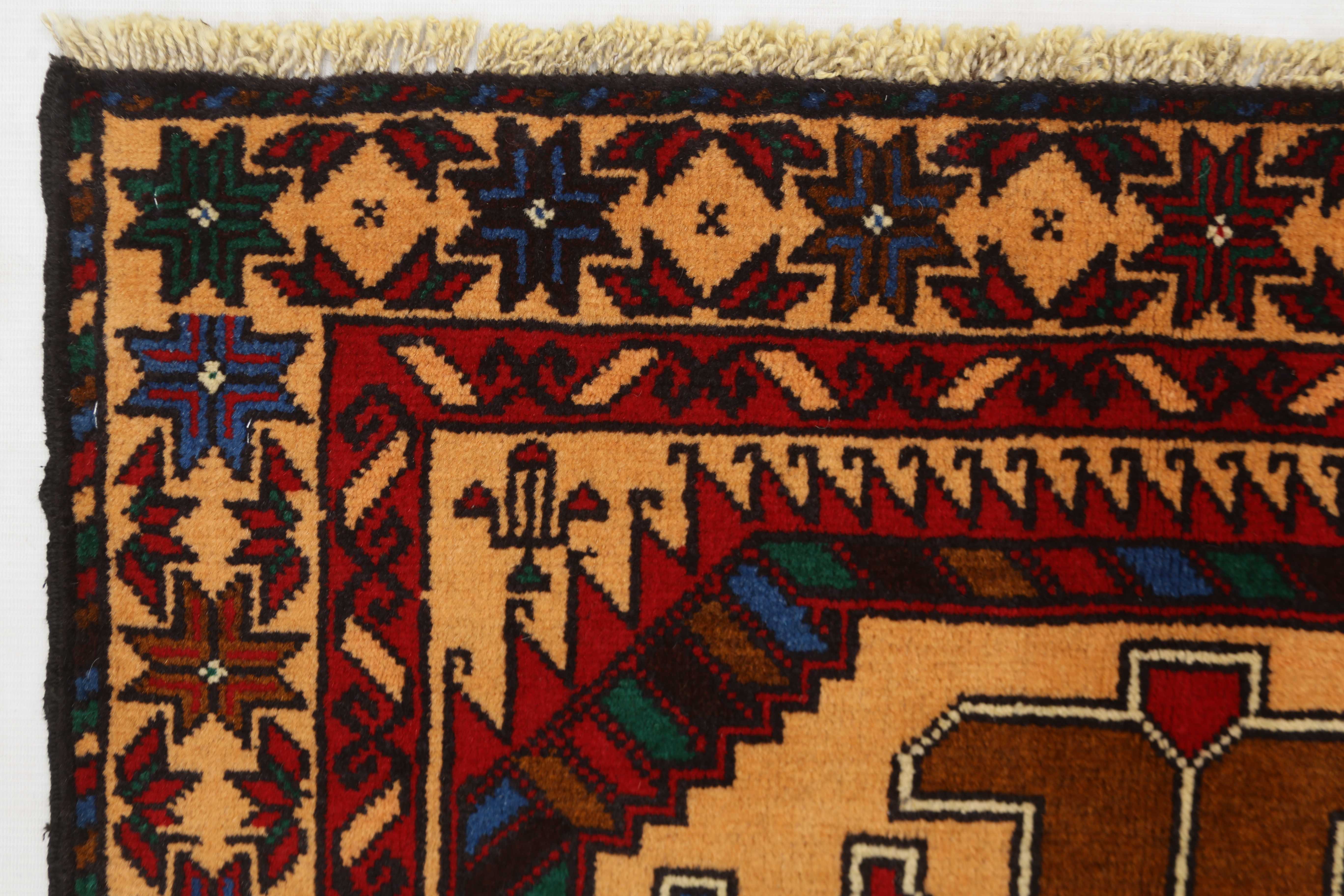 3' x 5'  Ivory Handmade Adraskan Baluchi Afghan Rug Rectangular