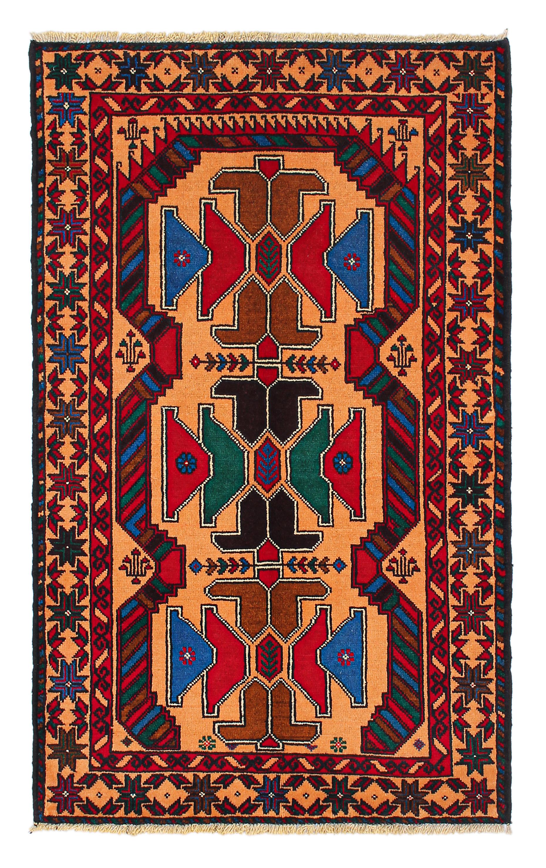 3' x 5'  Ivory Handmade Adraskan Baluchi Afghan Rug Rectangular
