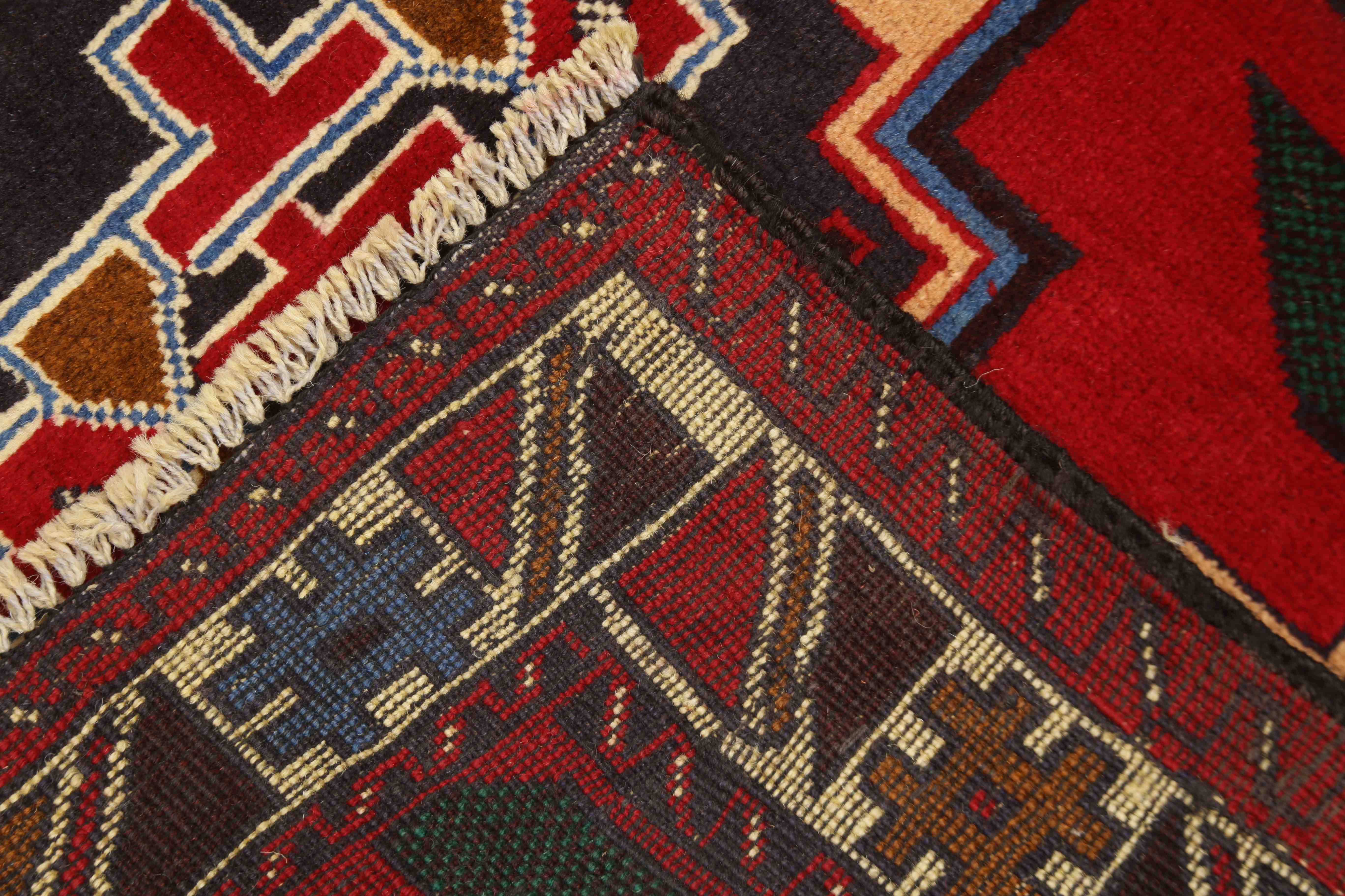 3' X 5'  Red Handmade Adraskan Baluchi Afghan Rug Rectangular