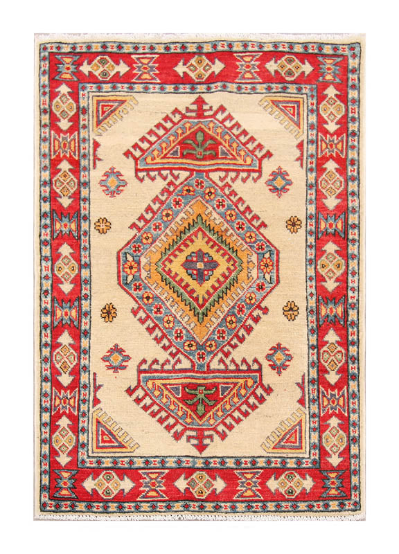 3' X 4'  Ivory Handmade KAZAK Rug Rectangular