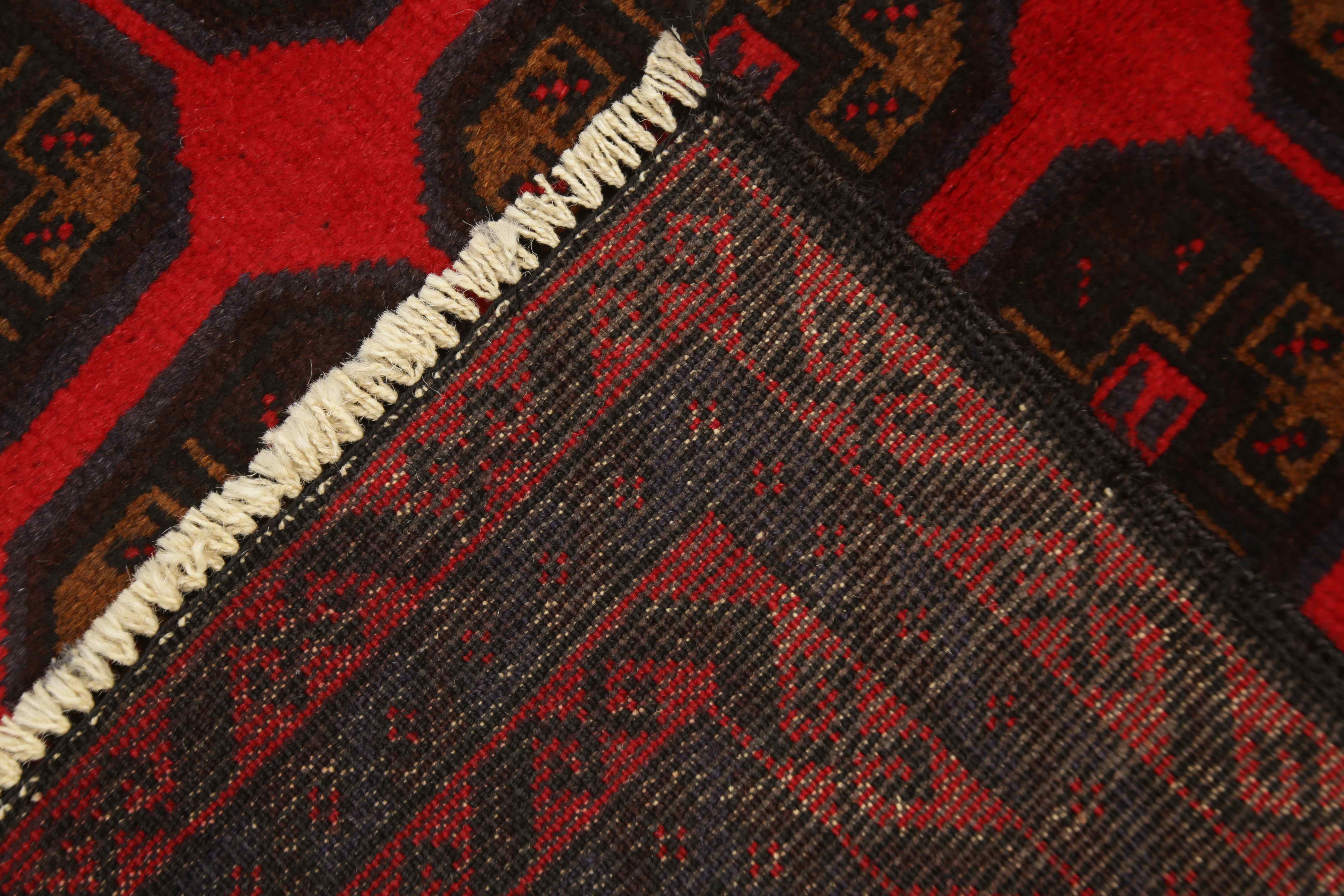 3' x 5'  Red Handmade Adraskan Baluchi Afghan Rug Rectangular