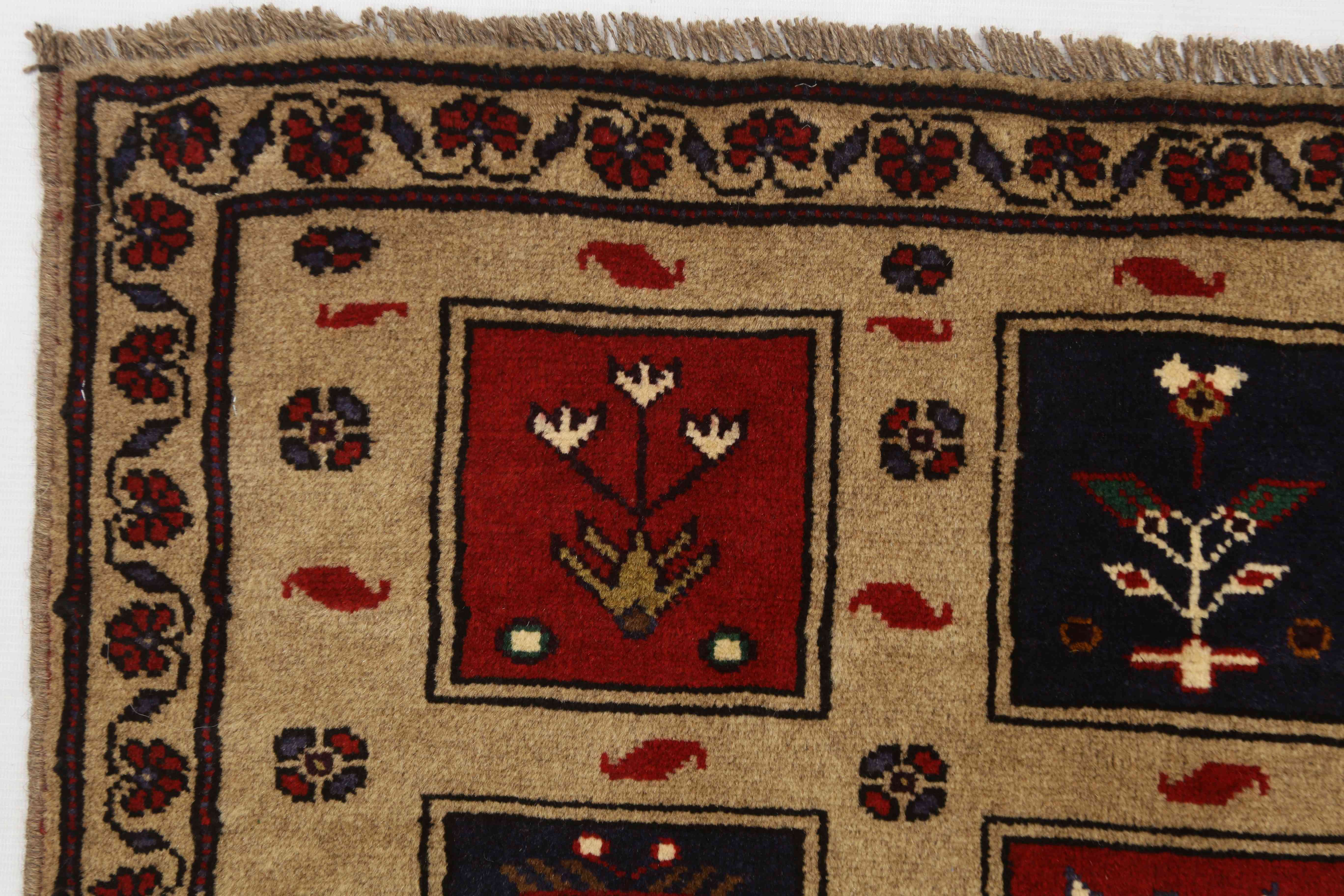 3' X 5'  Natural Handmade Adraskan Baluchi Afghan Rug Rectangular