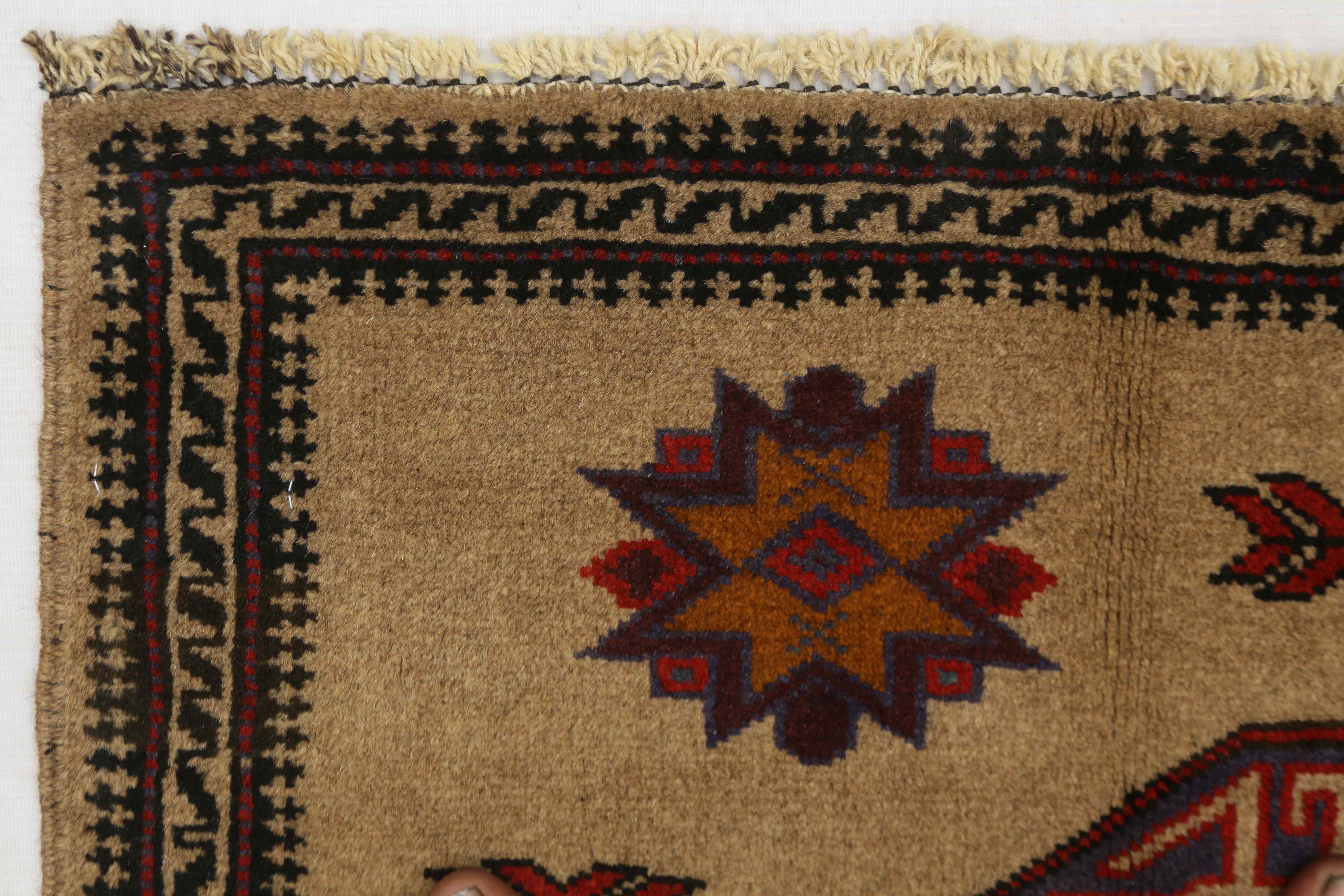 3' x 5'  Natural Handmade Adraskan Baluchi Afghan Rug Rectangular