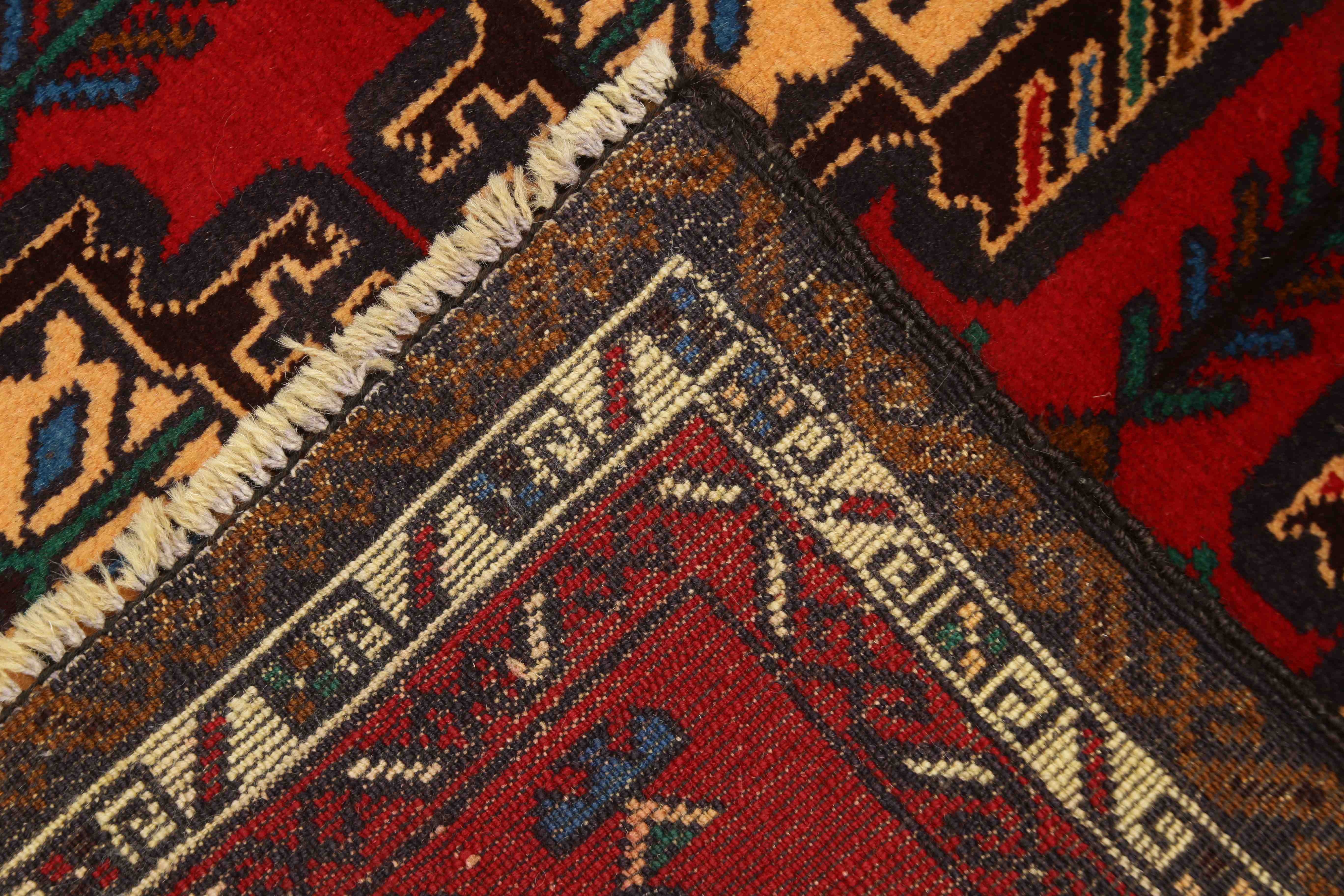 3' x 5'  Red Handmade Adraskan Baluchi Afghan Rug Rectangular