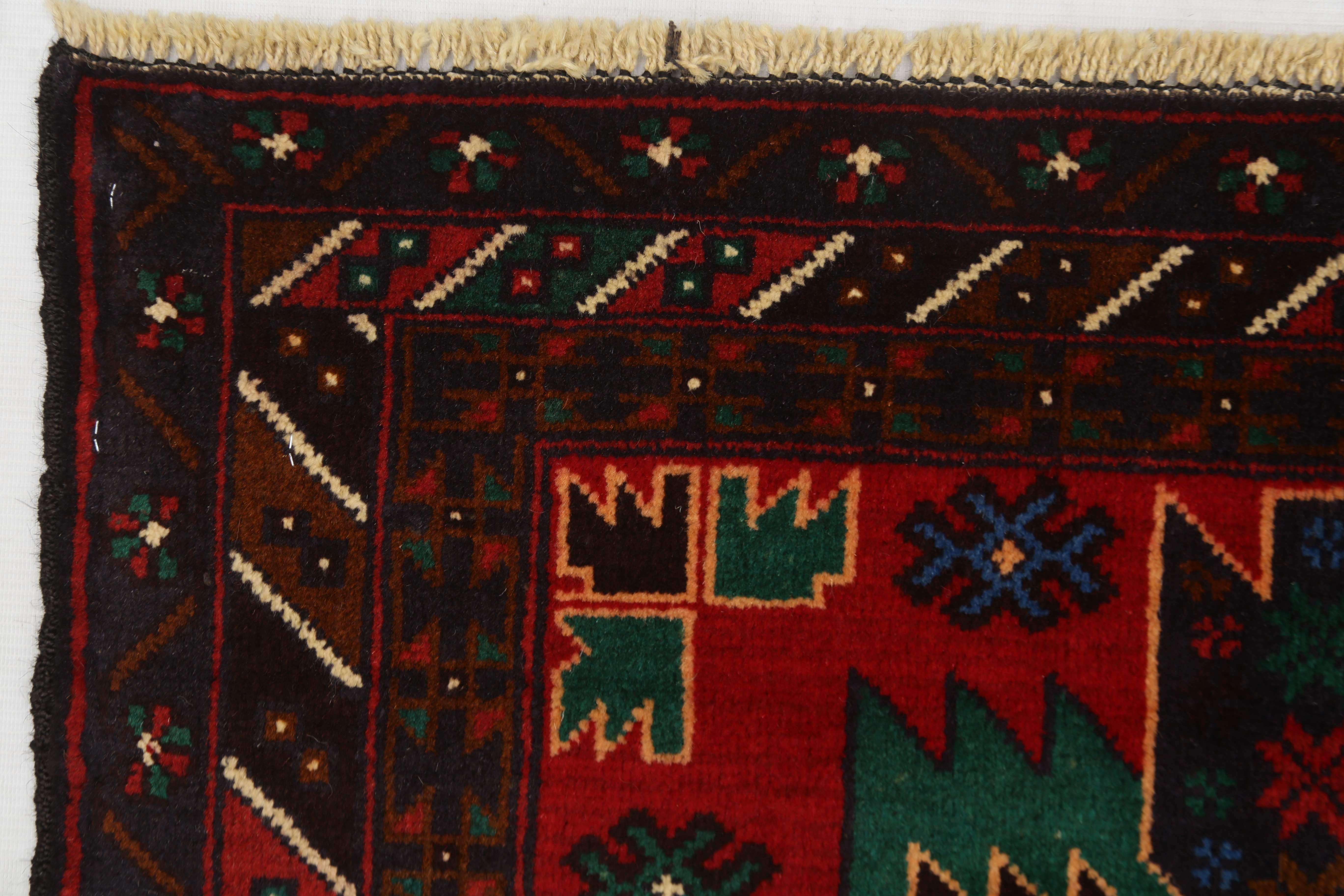 3' x 5'  Red Handmade Adraskan Baluchi Afghan Rug Rectangular