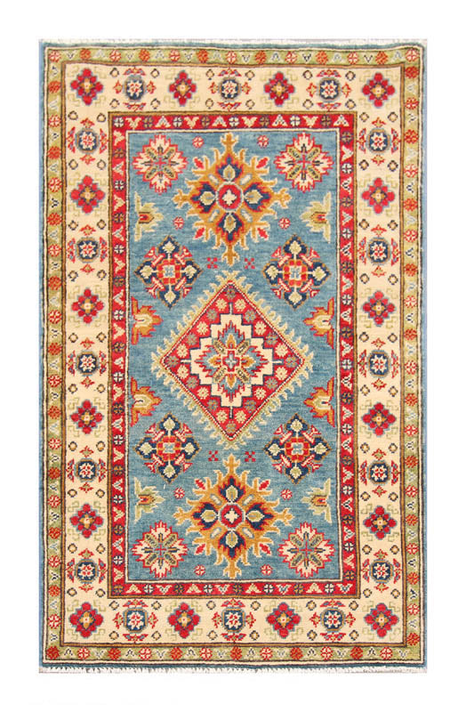 2' 6" x 4'  Blue Handmade KAZAK Rug Rectangular