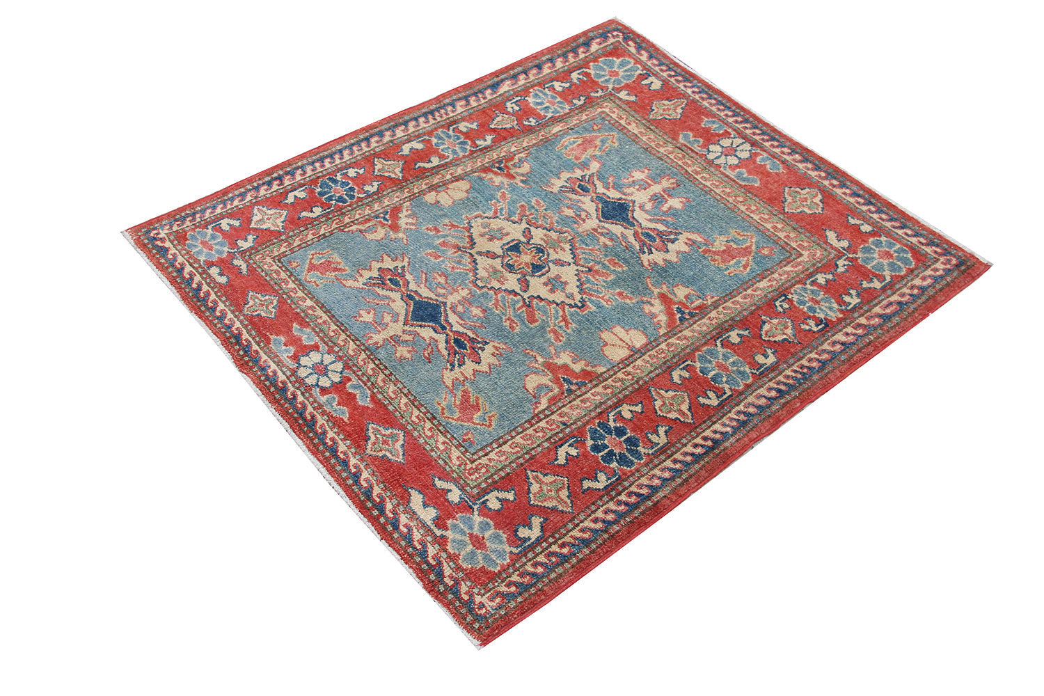 3' 3" X 3' 3''  Blue Handmade KAZAK Rug Square