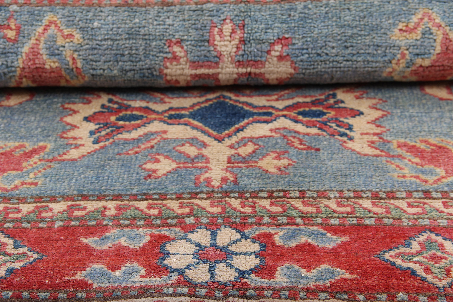 3' 3" X 3' 3''  Blue Handmade KAZAK Rug Square