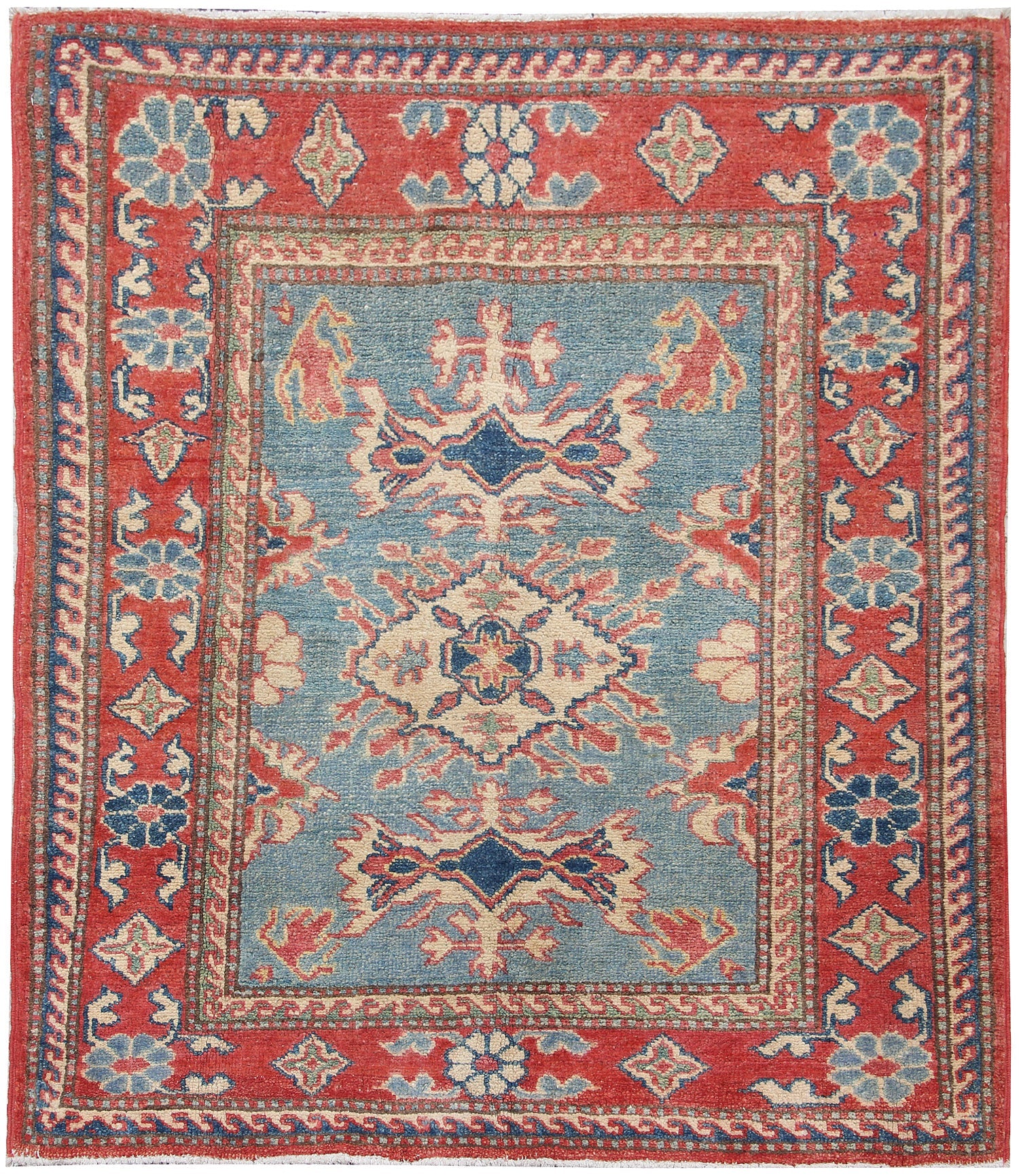 3' 3" X 3' 3''  Blue Handmade KAZAK Rug Square