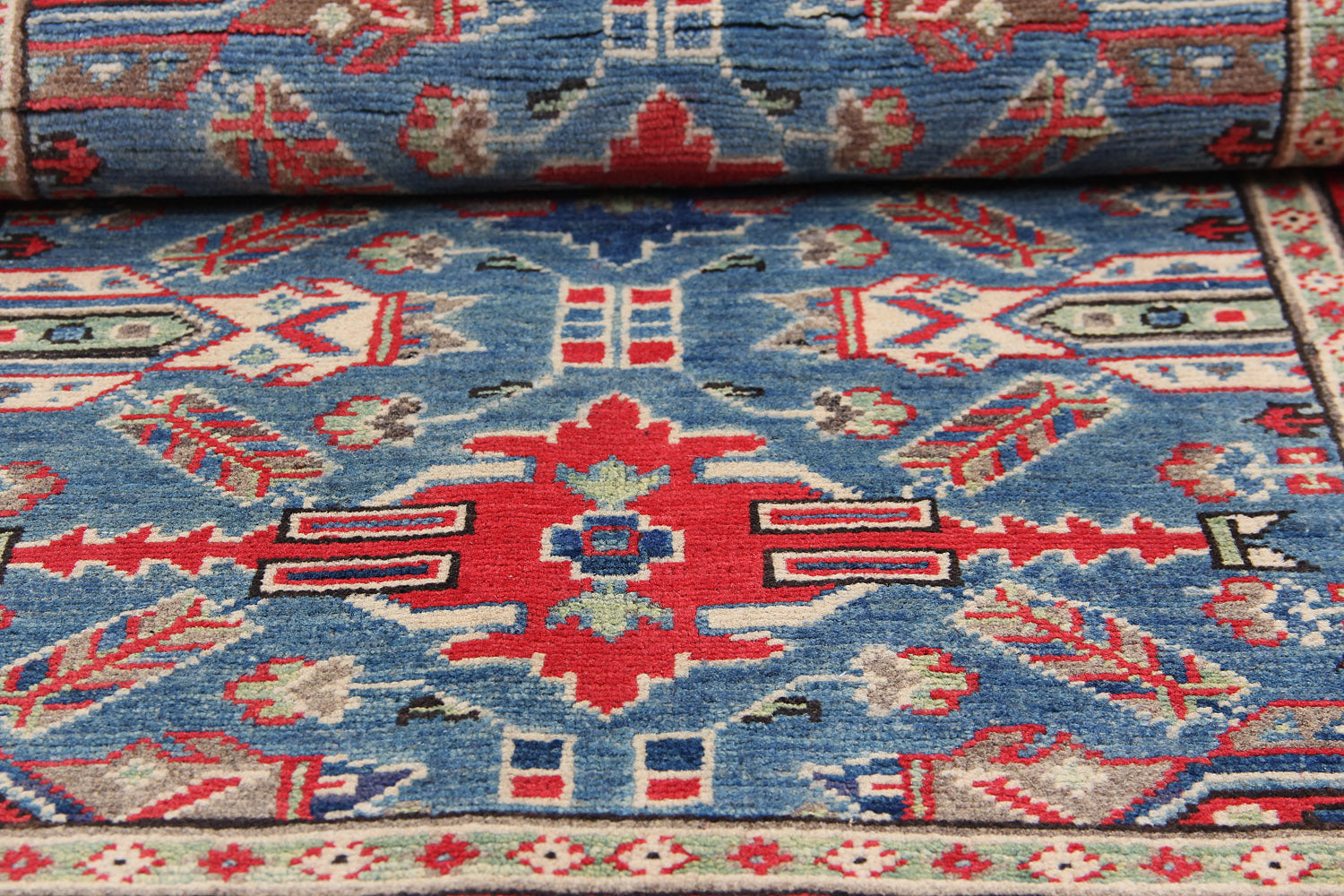 3' X 4'  Blue Handmade KAZAK Rug Rectangular