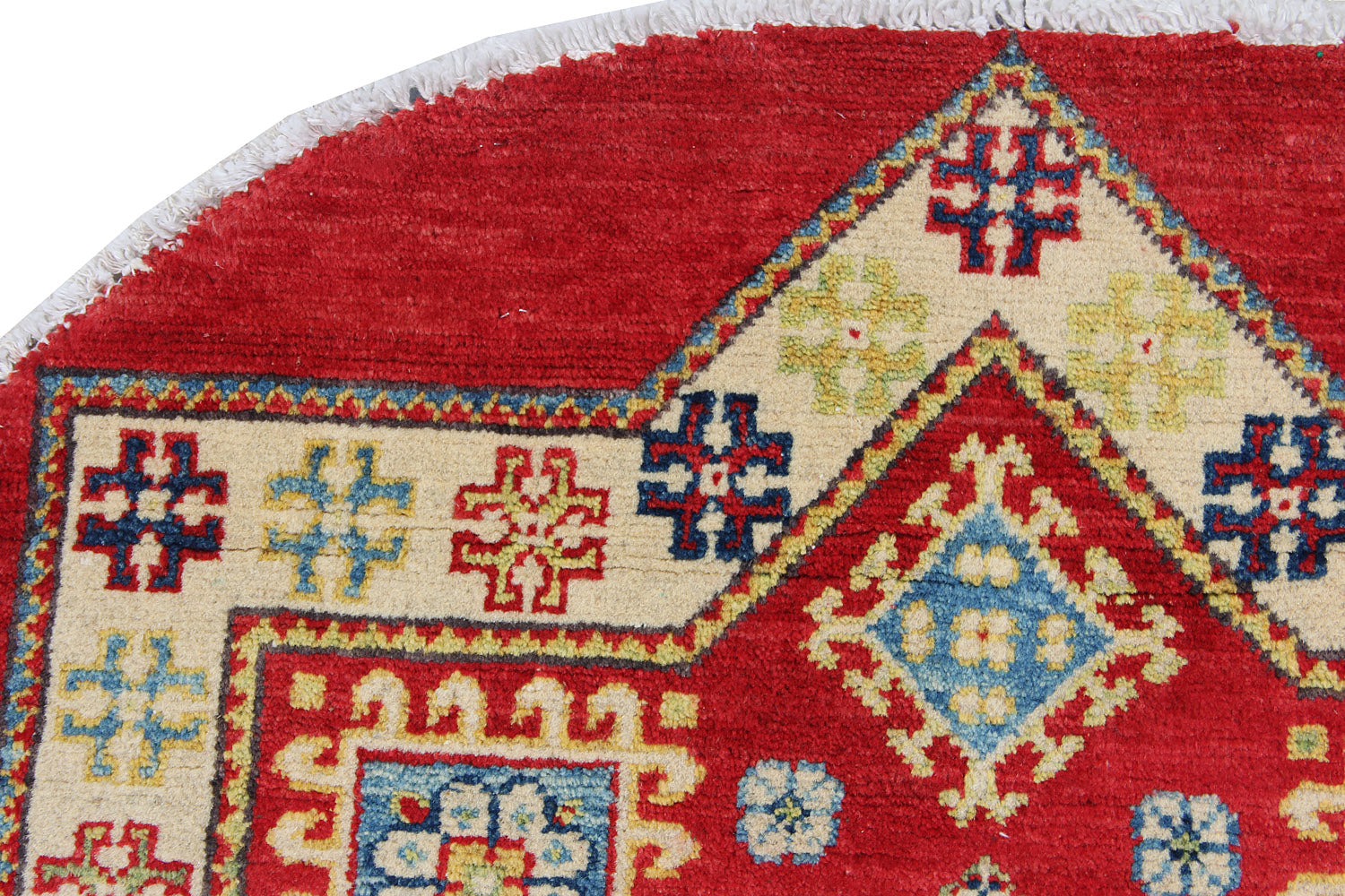 3' 3" X 3' 3''  Red Handmade KAZAK Rug Square