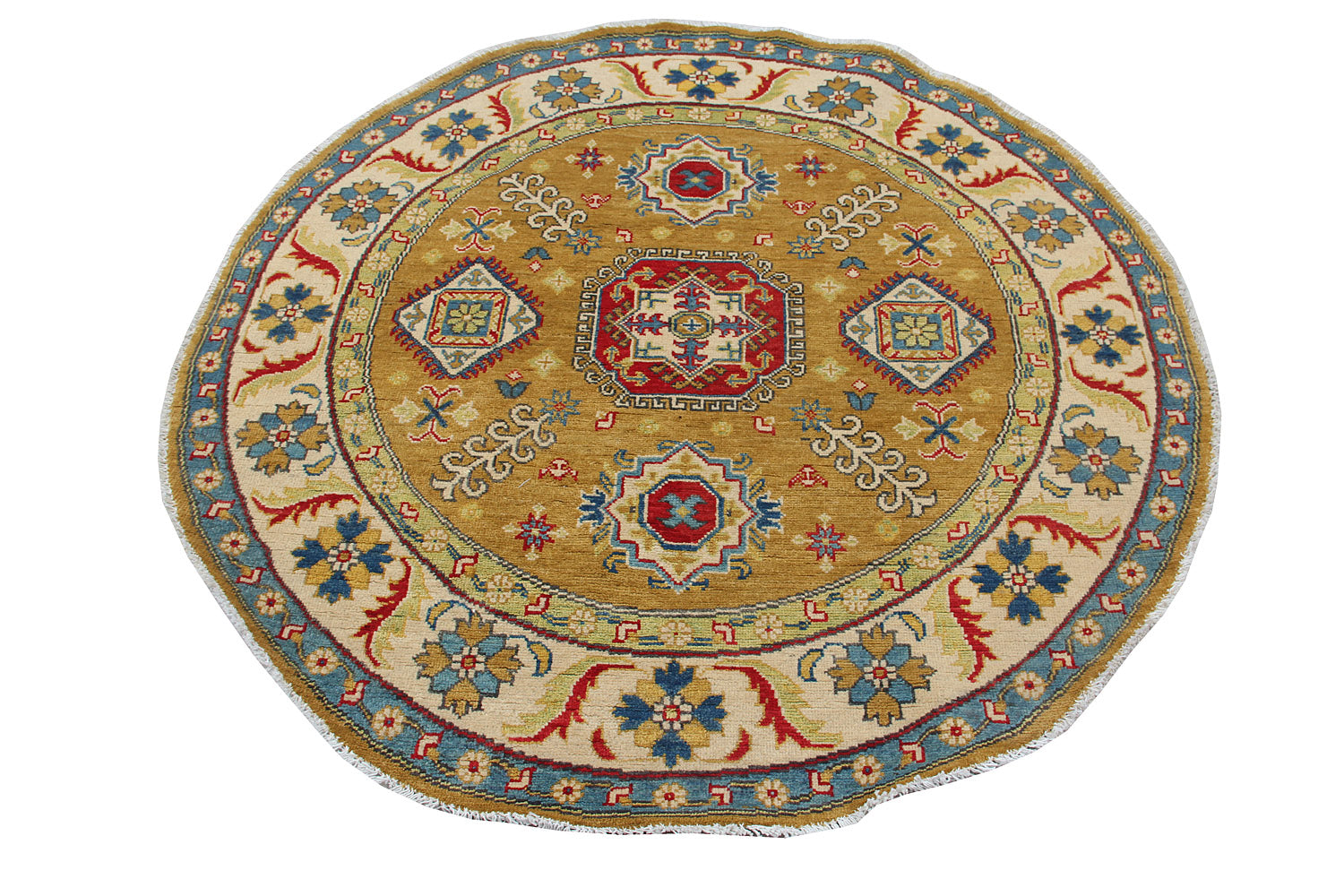 5' X 5'  Golden Handmade KAZAK Rug Square