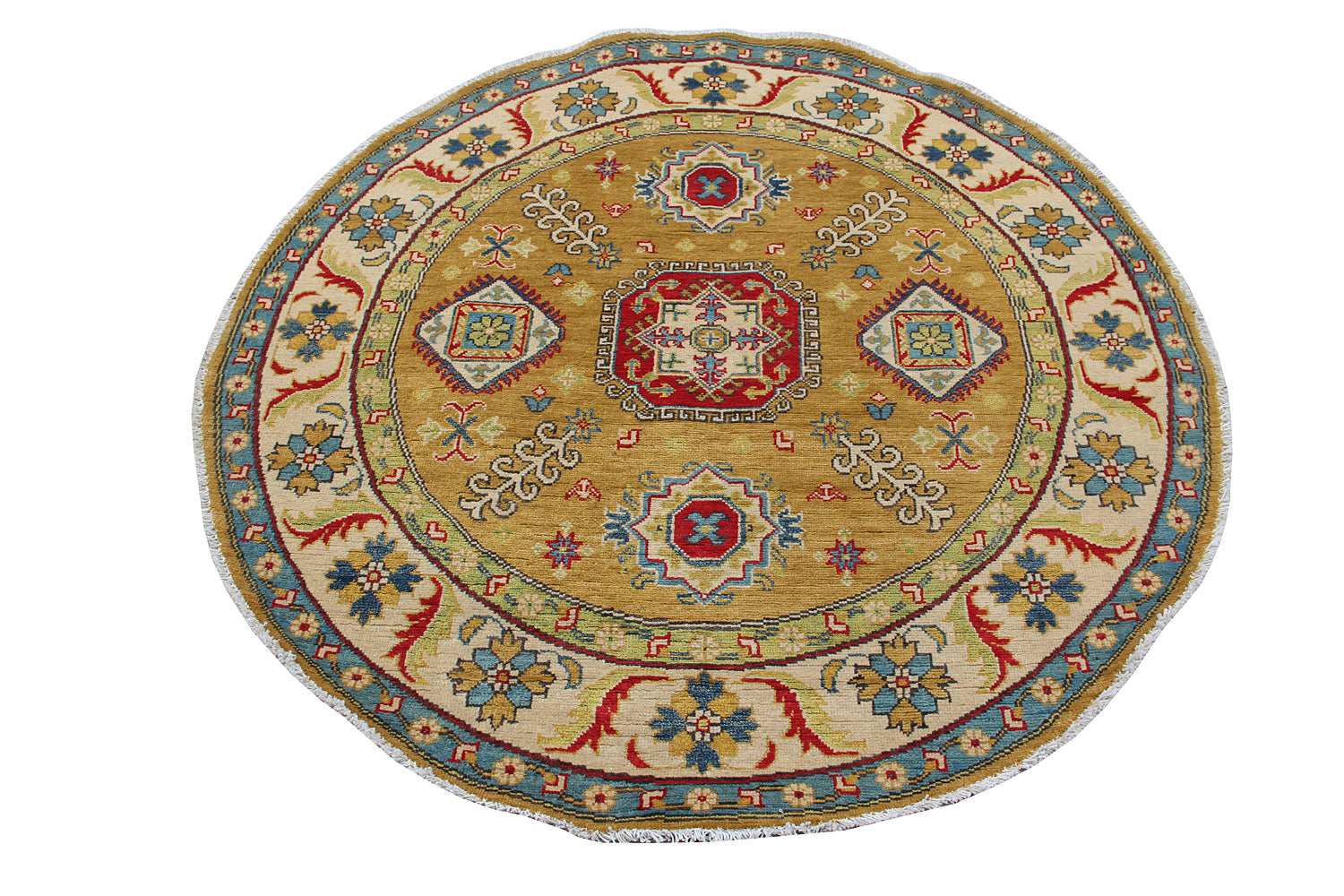 5' X 5'  Golden Handmade KAZAK Rug Square