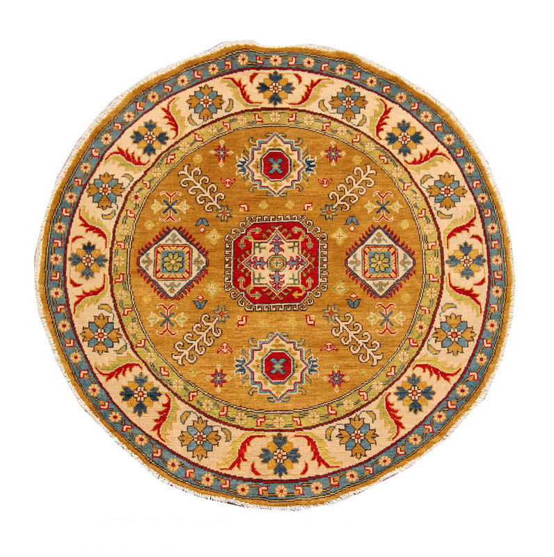 5' X 5'  Golden Handmade KAZAK Rug Square