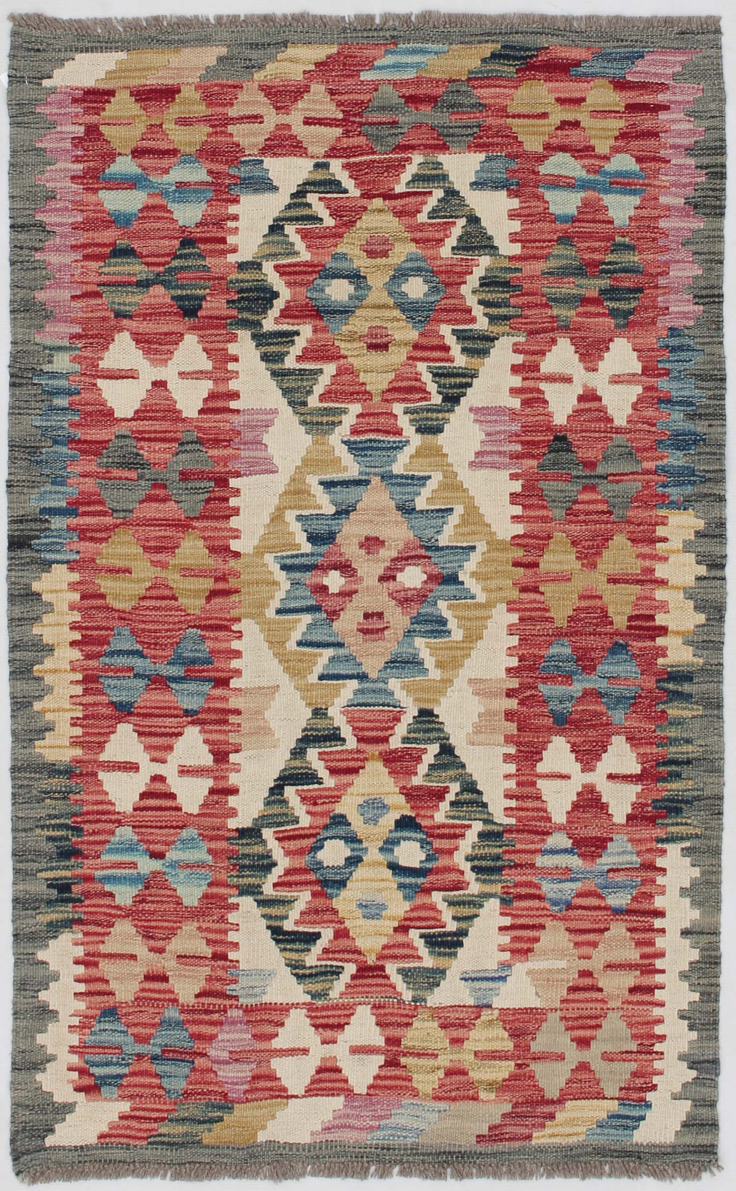 3' X 4'  Multy Handmade Veggie Dye Kilim Rug Rectangular