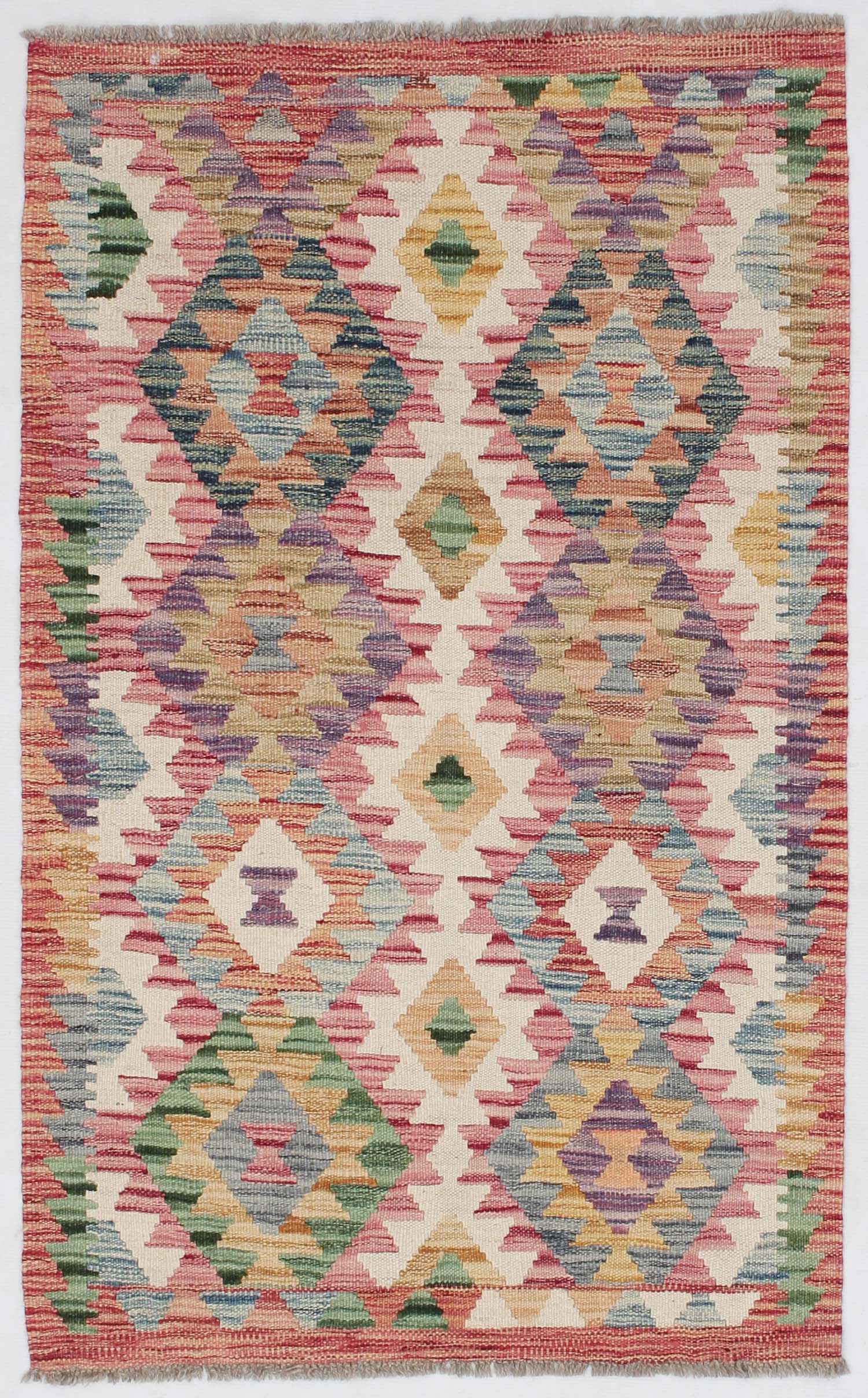 2' 6" x 4'  Multy Handmade Veggie Dye Kilim Rug Rectangular
