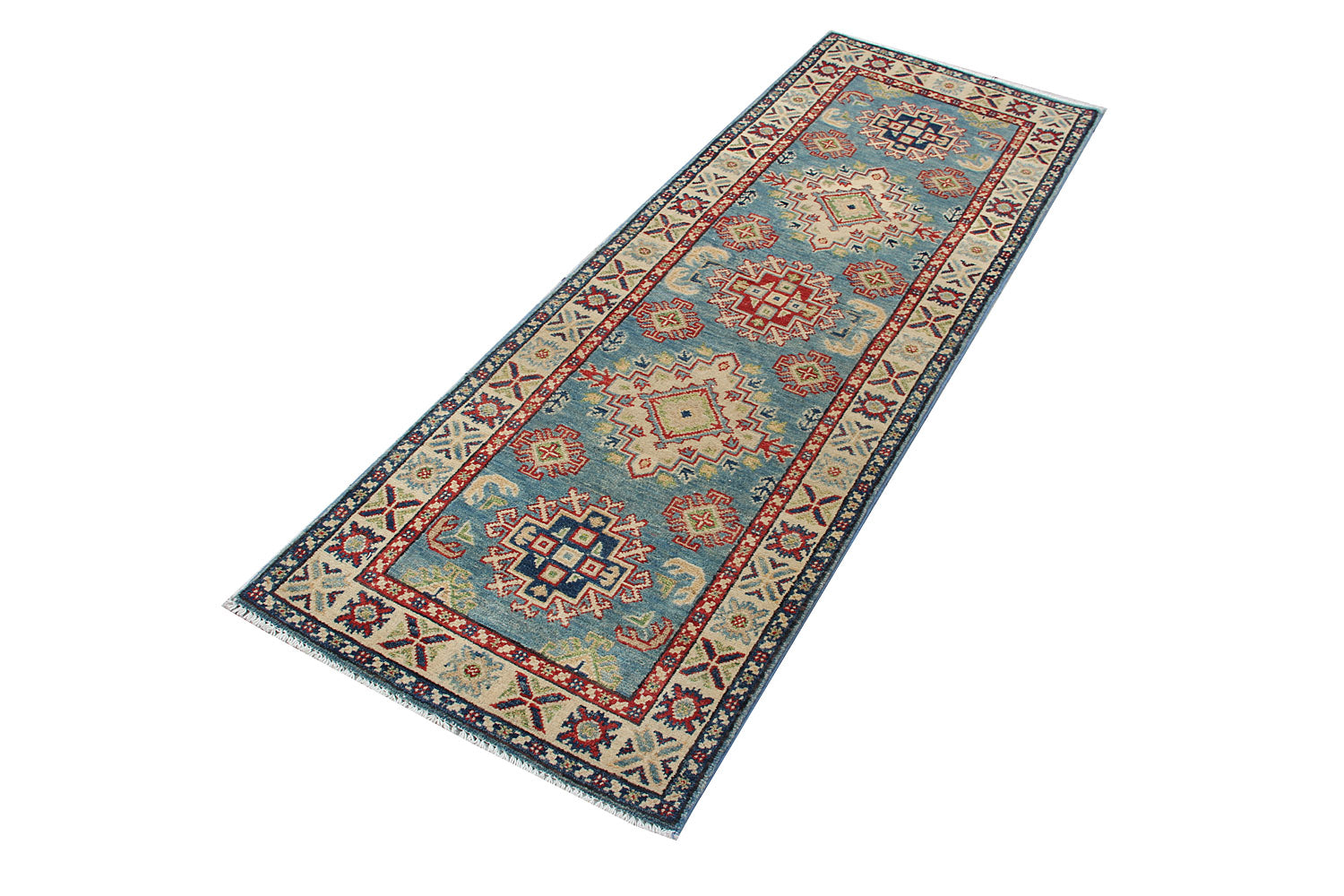 Blue Handmade KAZAK Rug Runner