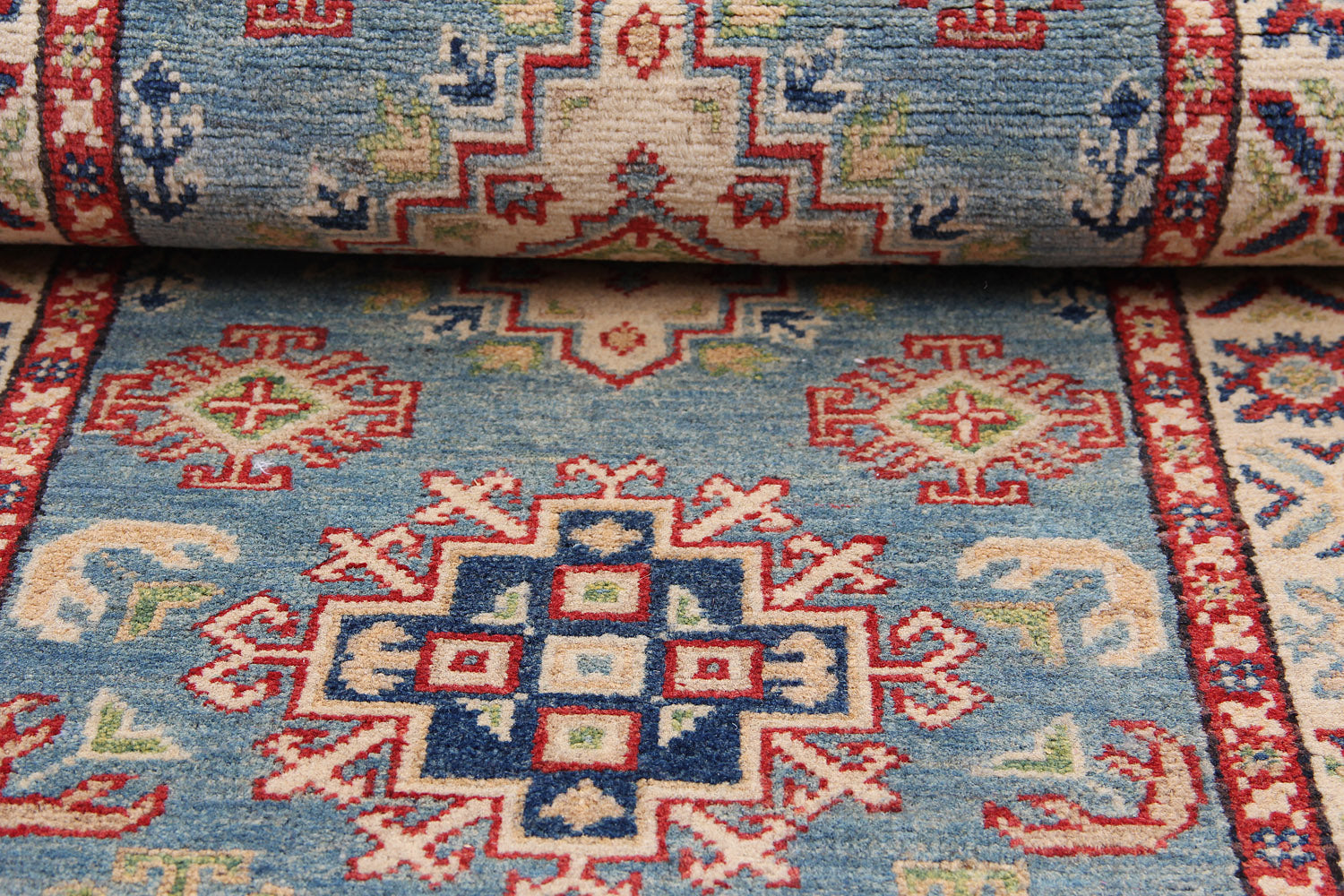Blue Handmade KAZAK Rug Runner