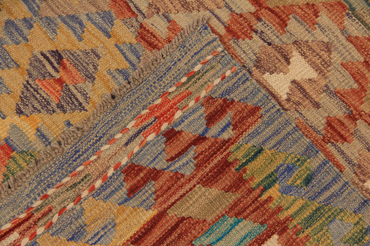 6' 6"X 10'  Multy Handmade Veggie Dye Kilim Rug Rectangular