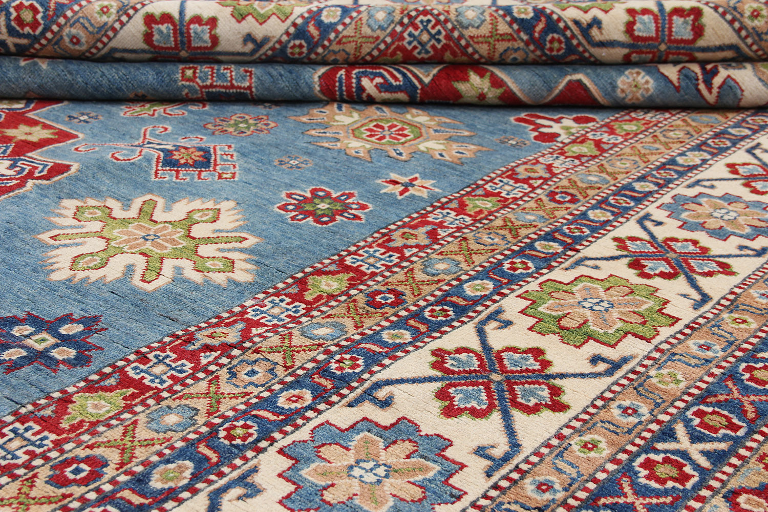 9' x 12'  Blue Handmade KAZAK Rug Rectangular