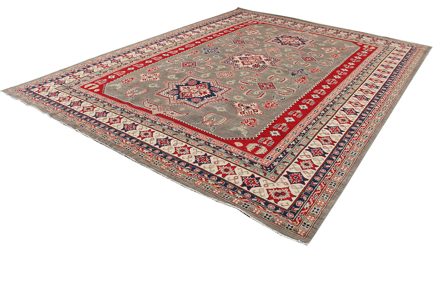 10' X 13'  Grey Handmade KAZAK Rug Rectangular