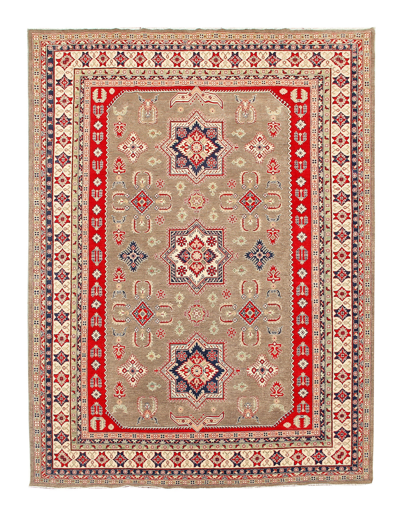 10' X 13'  Grey Handmade KAZAK Rug Rectangular