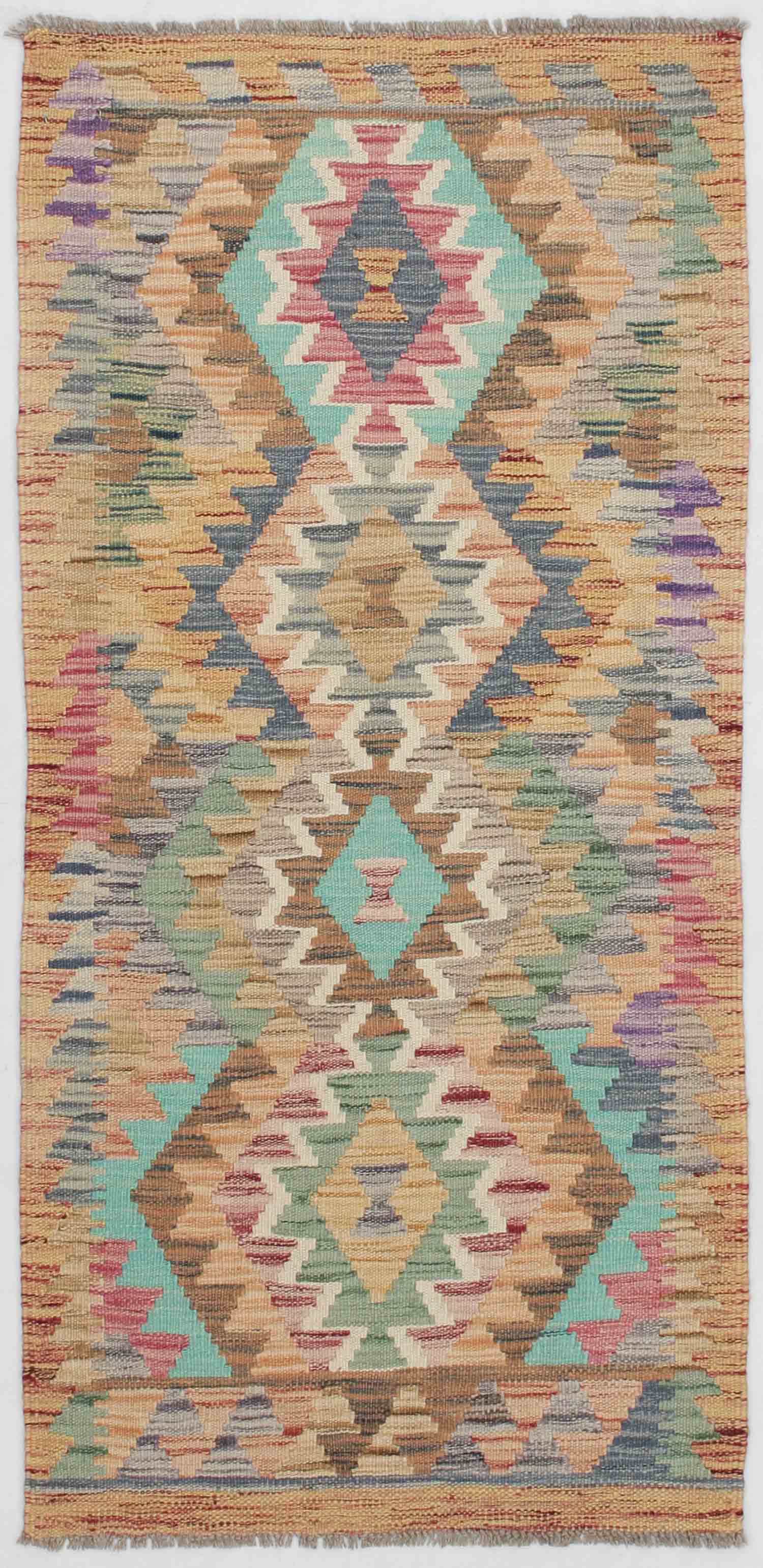 2' X 5'  Multy Handmade Veggie Dye Kilim Rug Rectangular
