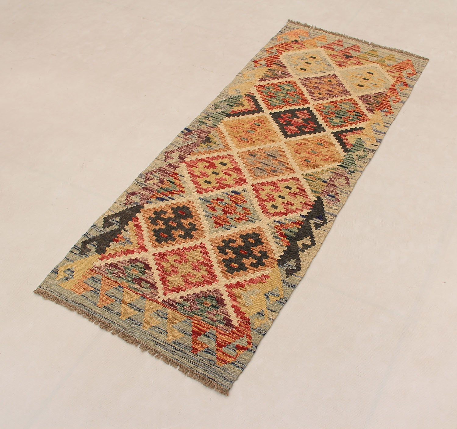 2' X 5'  Multy Handmade Veggie Dye Kilim Rug Rectangular