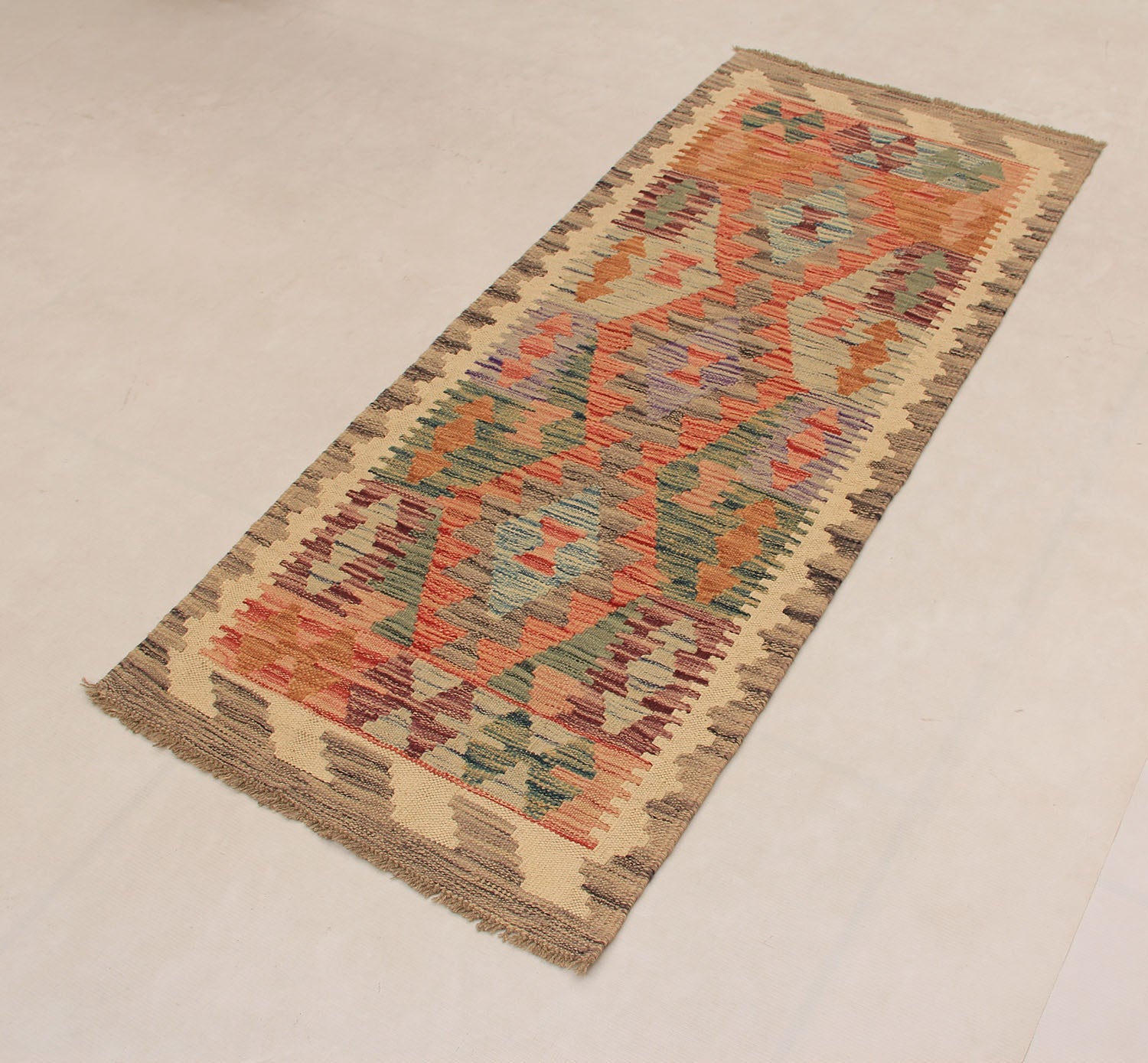2' X 5'  Multy Handmade Veggie Dye Kilim Rug Rectangular