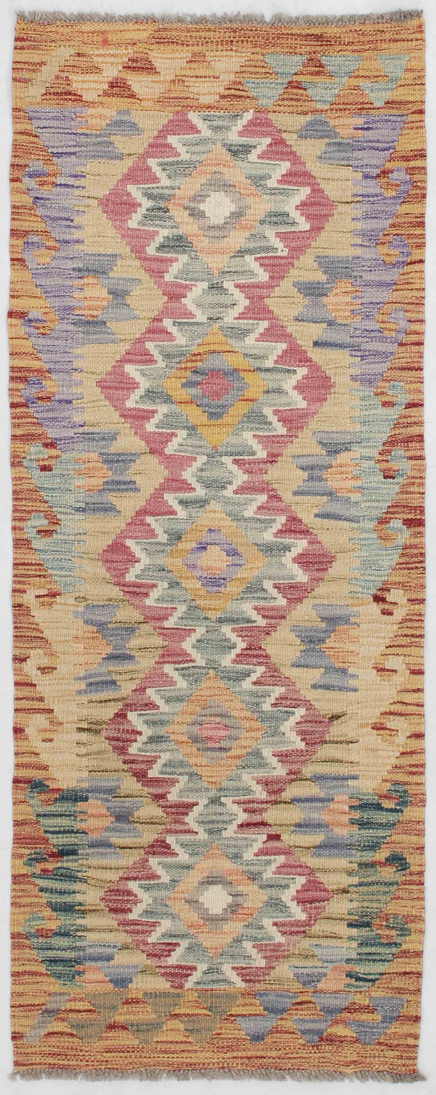 2' X 5'  Multy Handmade Veggie Dye Kilim Rug Rectangular