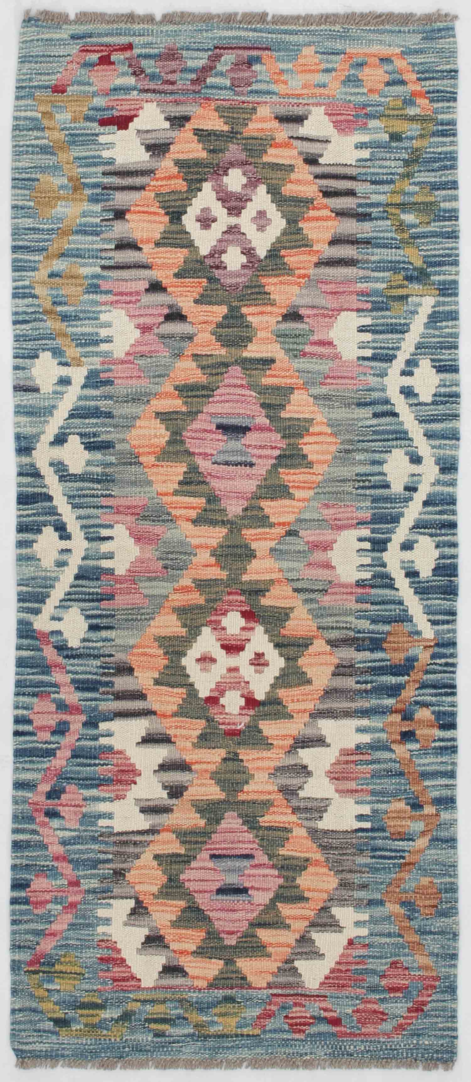 2' X 5'  Multy Handmade Veggie Dye Kilim Rug Rectangular