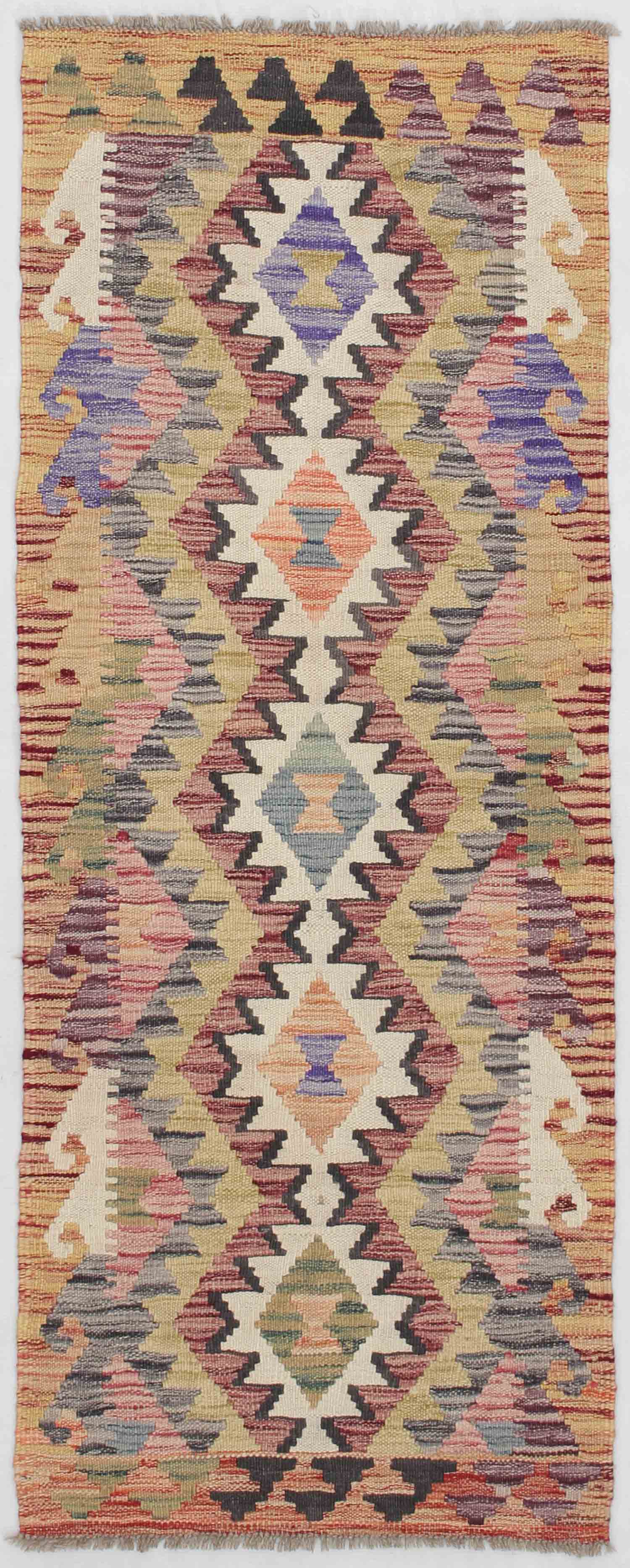 2' X 5'  Multy Handmade Veggie Dye Kilim Rug Rectangular