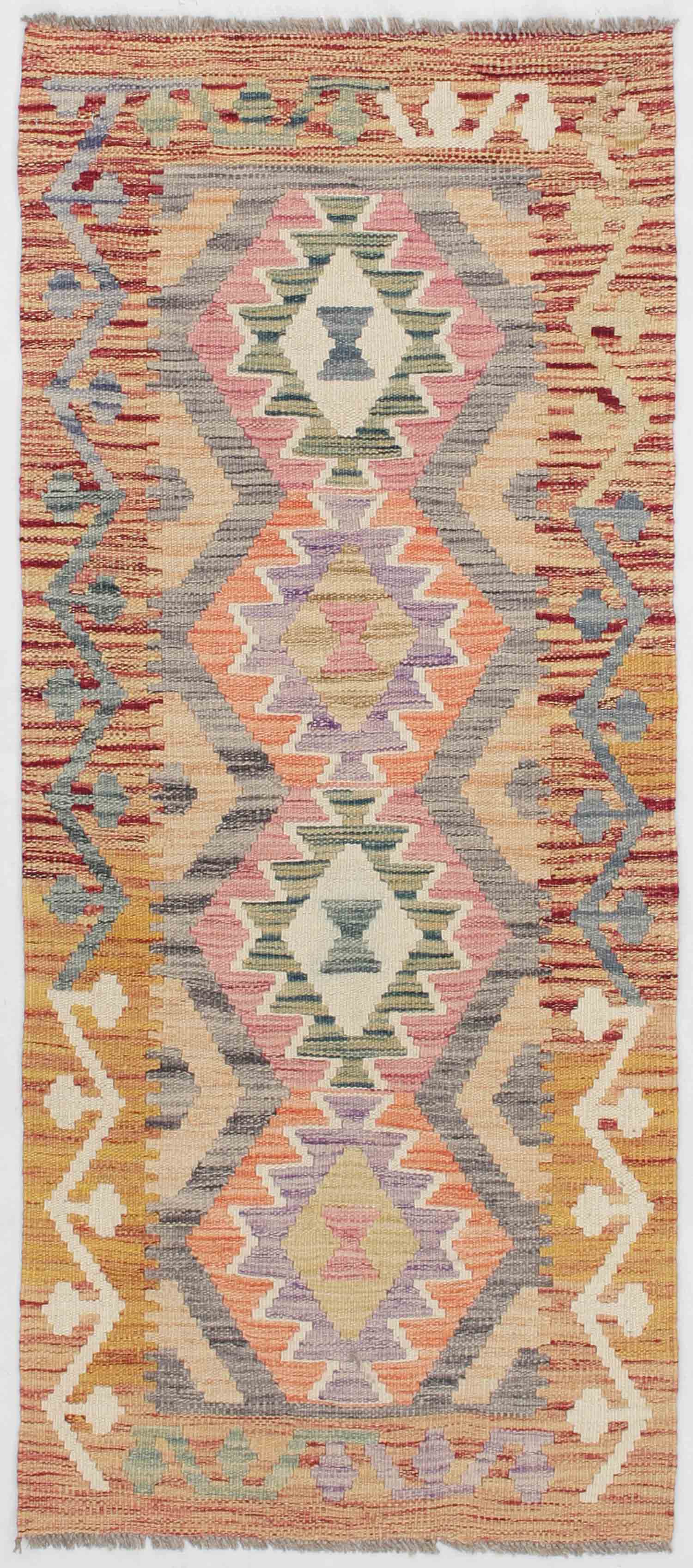 2' X 5'  Multy Handmade Veggie Dye Kilim Rug Rectangular