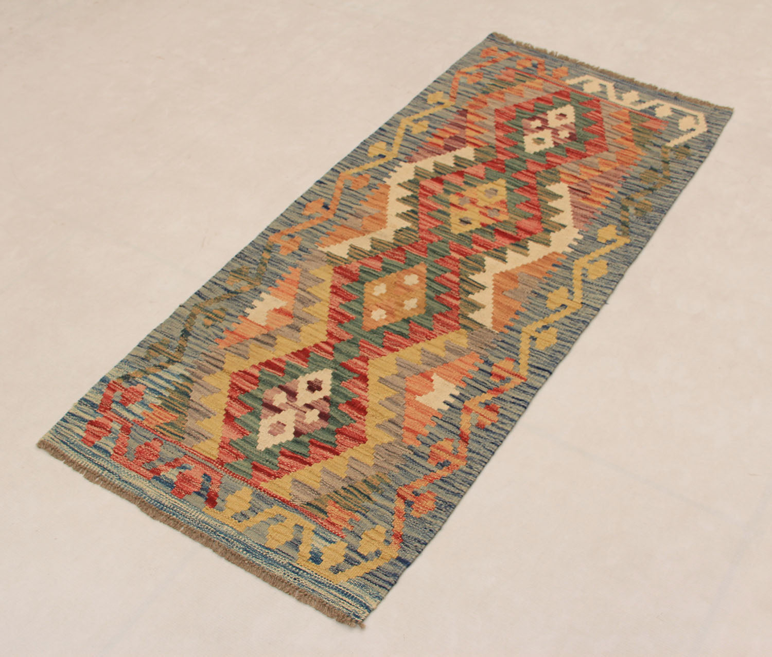 2' X 5'  Multy Handmade Veggie Dye Kilim Rug Rectangular