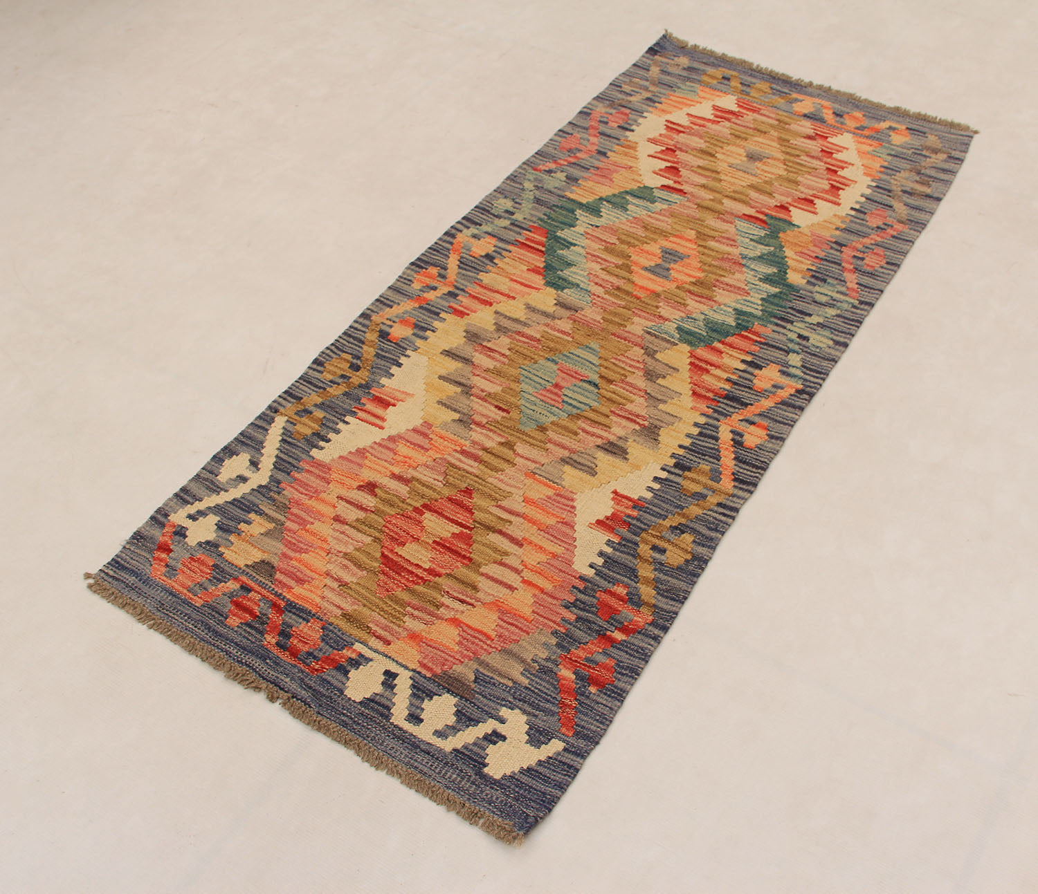 2' X 5'  Multy Handmade Veggie Dye Kilim Rug Rectangular