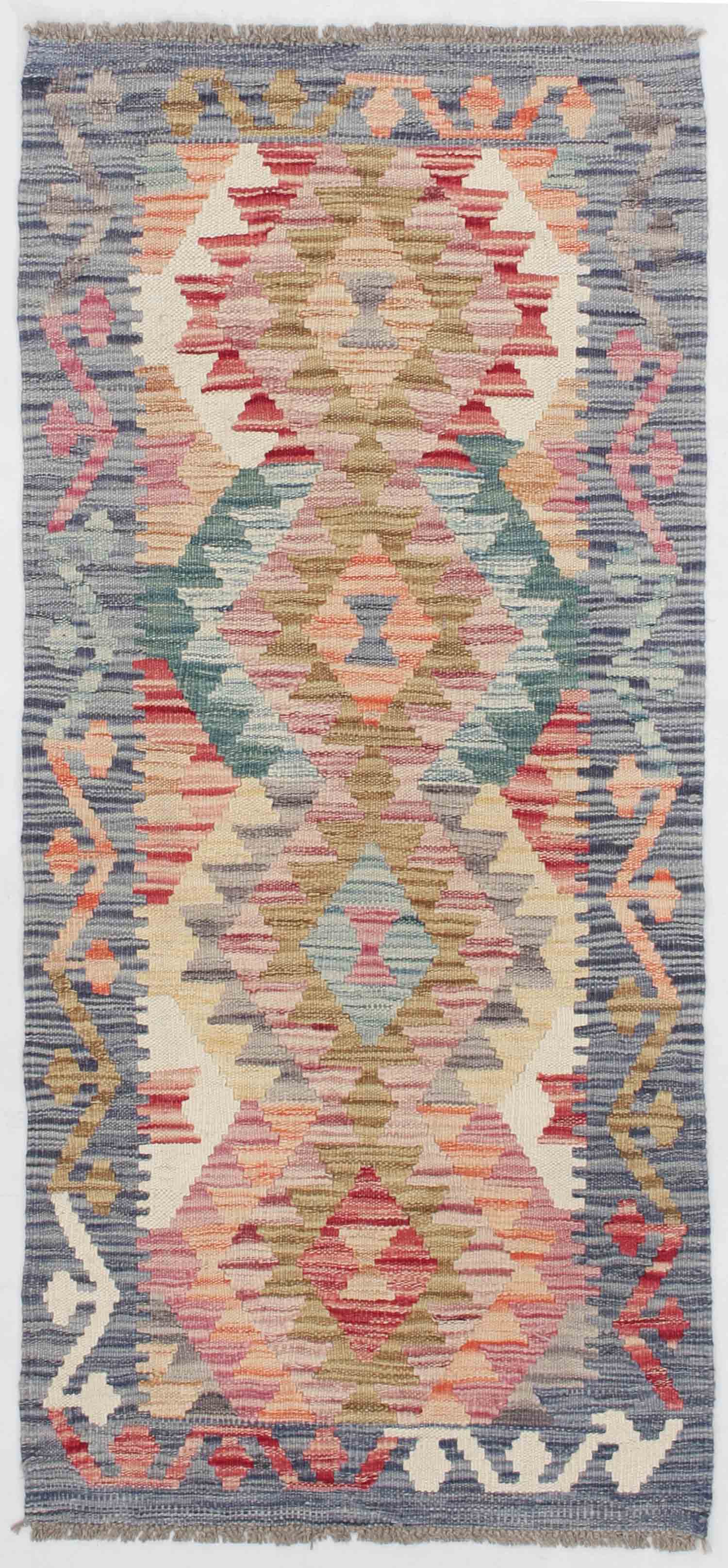 2' X 5'  Multy Handmade Veggie Dye Kilim Rug Rectangular
