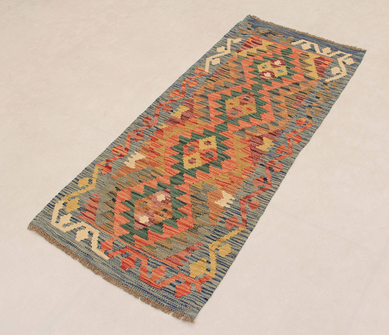 2' X 5'  Multy Handmade Veggie Dye Kilim Rug Rectangular