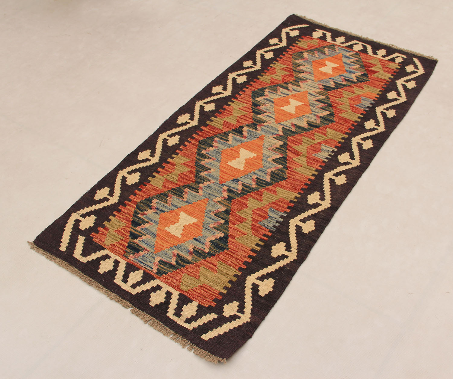 2' X 5'  Multy Handmade Veggie Dye Kilim Rug Rectangular