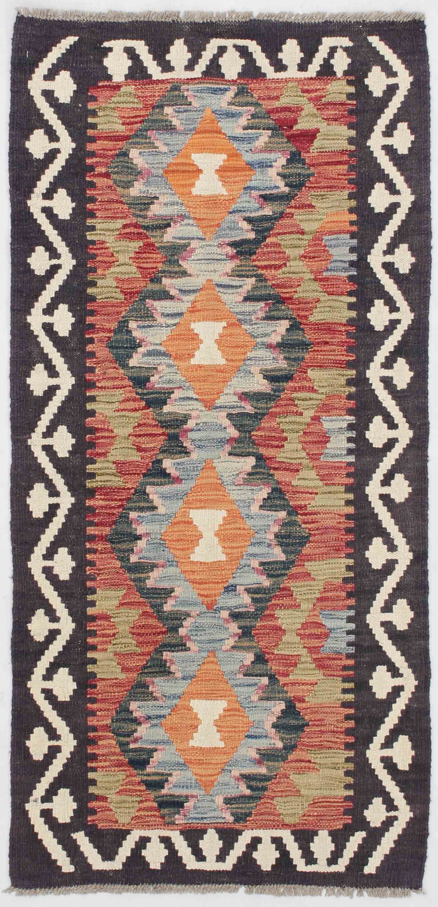 2' X 5'  Multy Handmade Veggie Dye Kilim Rug Rectangular