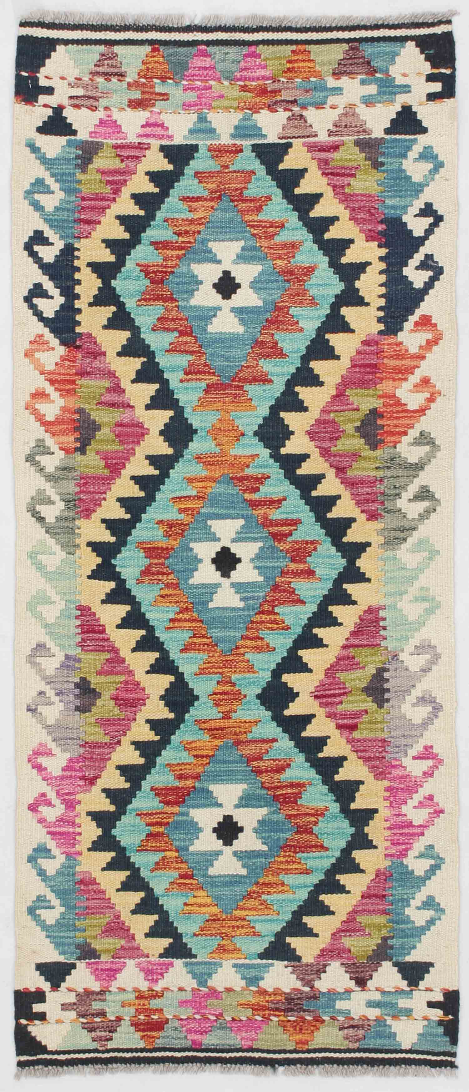 2' X 5'  Multy Handmade Veggie Dye Kilim Rug Rectangular