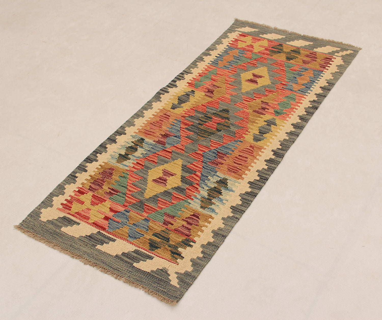 2' X 5'  Multy Handmade Veggie Dye Kilim Rug Rectangular