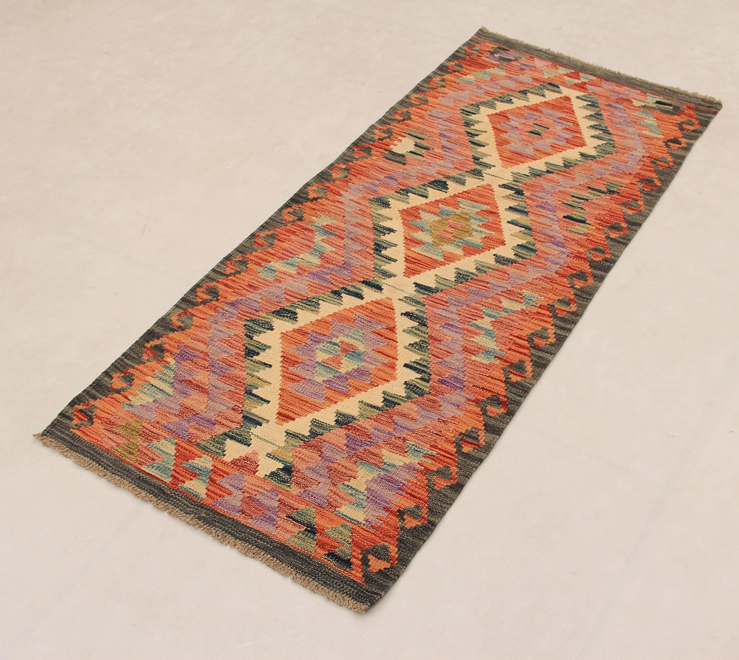 2' X 5'  Multy Handmade Veggie Dye Kilim Rug Rectangular